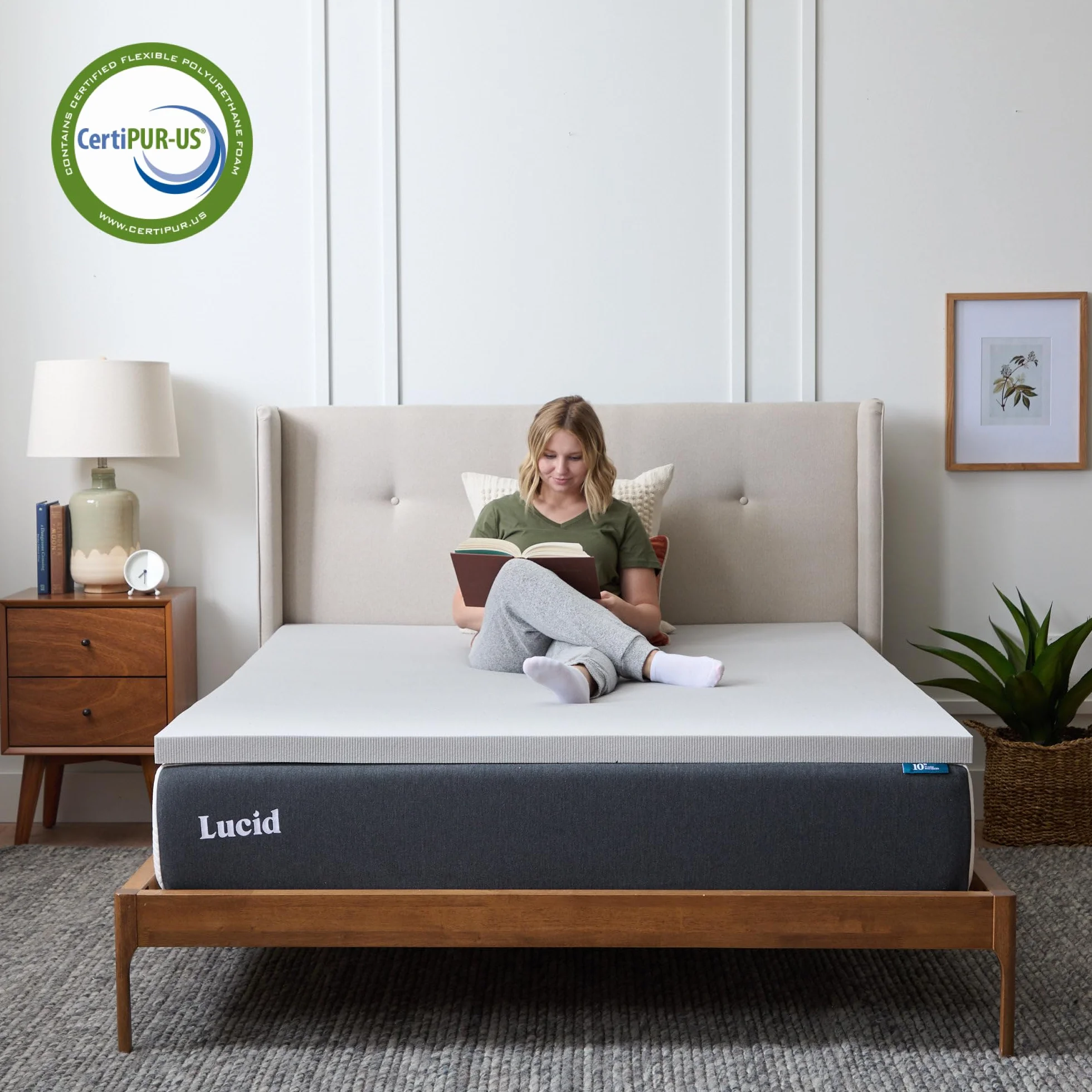 LUCID Nakładka na materac z pianki memory, 5 cm (2 cale) - Queen