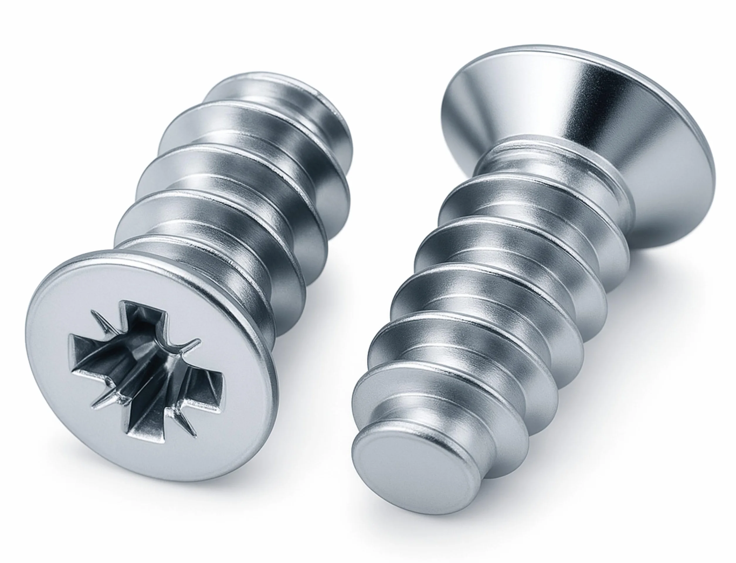 HEXATON Wkręty Euro z Łbem Stożkowym Pozidriv 6,3 x 16 mm - 100 Sztuk - Stal w Ocynku Białym - Gwint do Drewna Wkręty na Całości