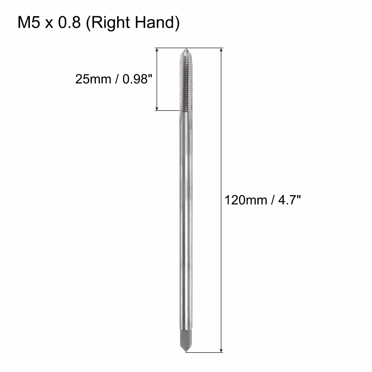 QUARKZMAN Gwint metryczny M5 x 0,8 H2 120 mm Extra Long Male Frezarka Gwint prosty Narzędzie do naprawy Gwintowanie gwintów