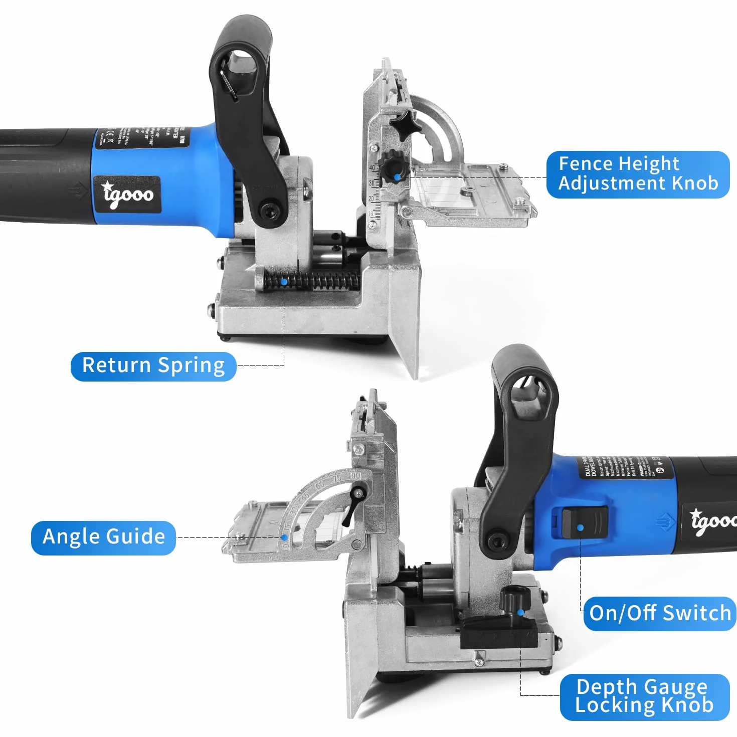Łącznik do płyt z podwójnym wrzecionem DJ710, 710W 230 V 50 Hz, wtyczka UK/DE, łącznik do płyt drewnianych, wrzeciona 2X10 mm, 2X8 mm i 2X6 mm, 80 kołków