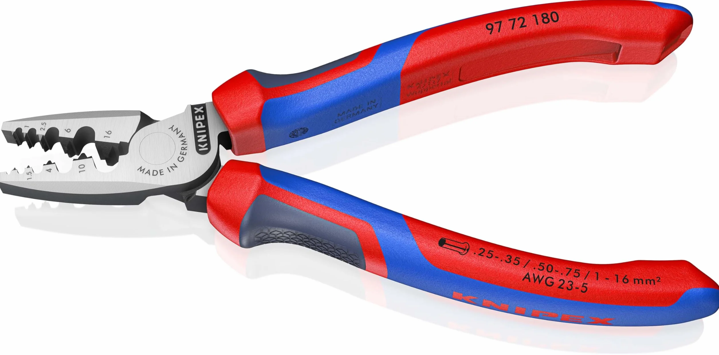 KNIPEX Szczypce do zagniatania tulejek kablowych z rękojeściami Comfort 180 mm, 97 72 180