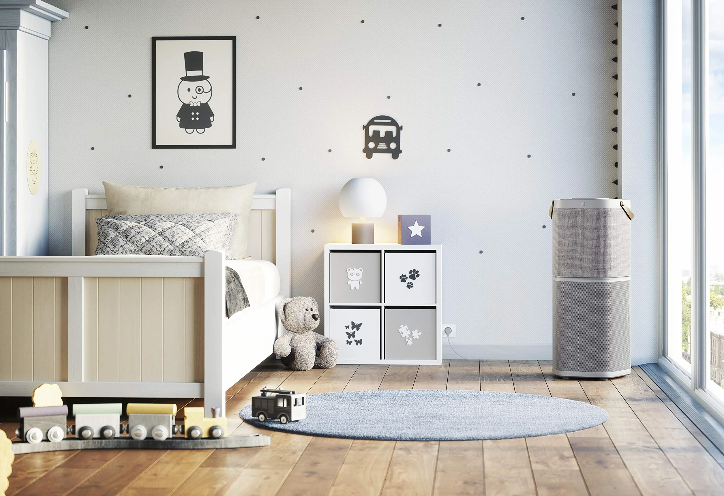 Oczyszczacz powietrza Electrolux Pure A9 PA91-604GY CADR 620m³/h, do 129m² wg Boverket,Usuwa 99,9% bakterii unoszących się w powietrzu i 99,5% cząsteczek PM2,5, Tylko 17dB w trybie cichym, Jasnoszary