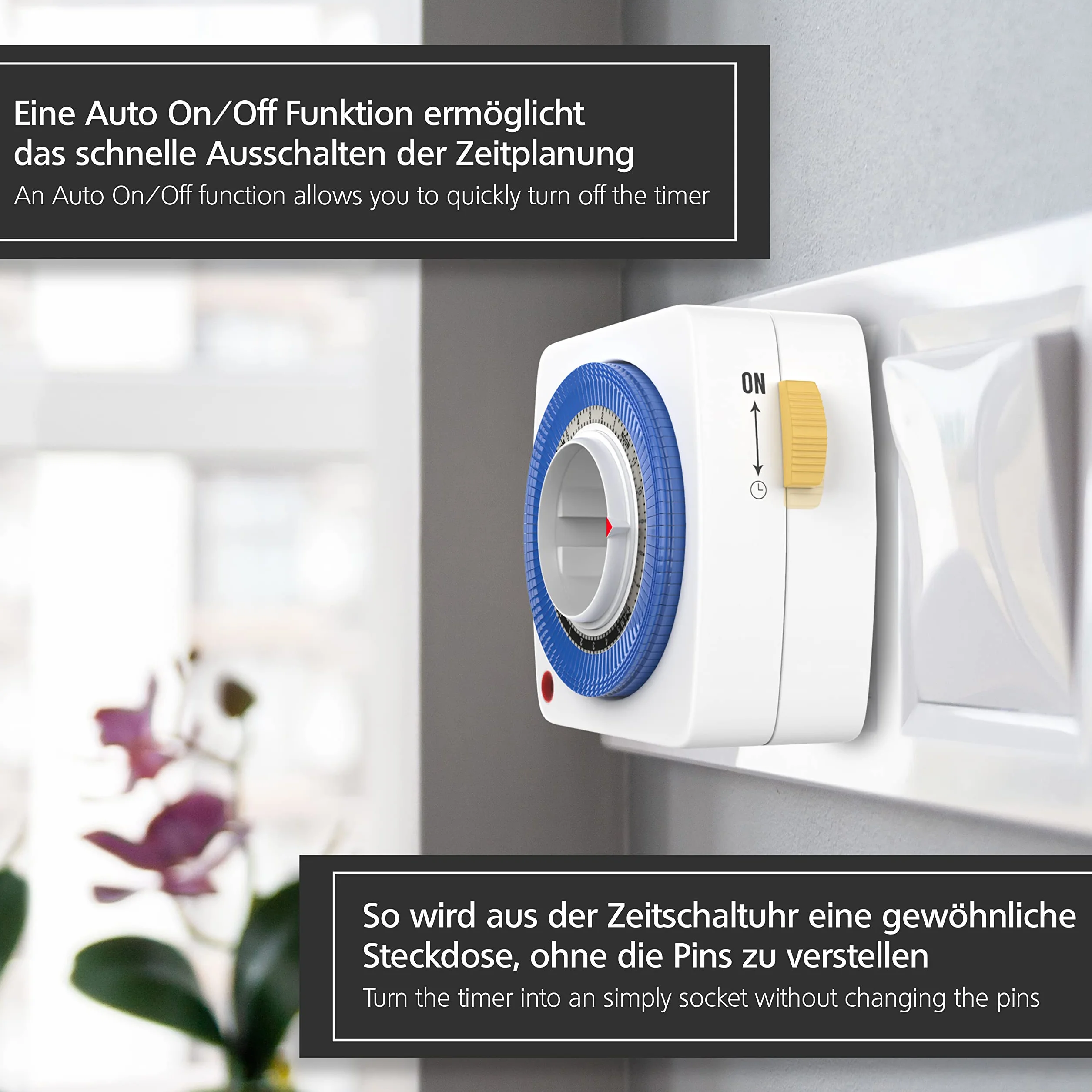 Benon Mechaniczny timer z 96 segmentami (15 min), funkcja automatycznego włączania i wyłączania z kontrolą rodzicielską (maks. 3680 W) biały