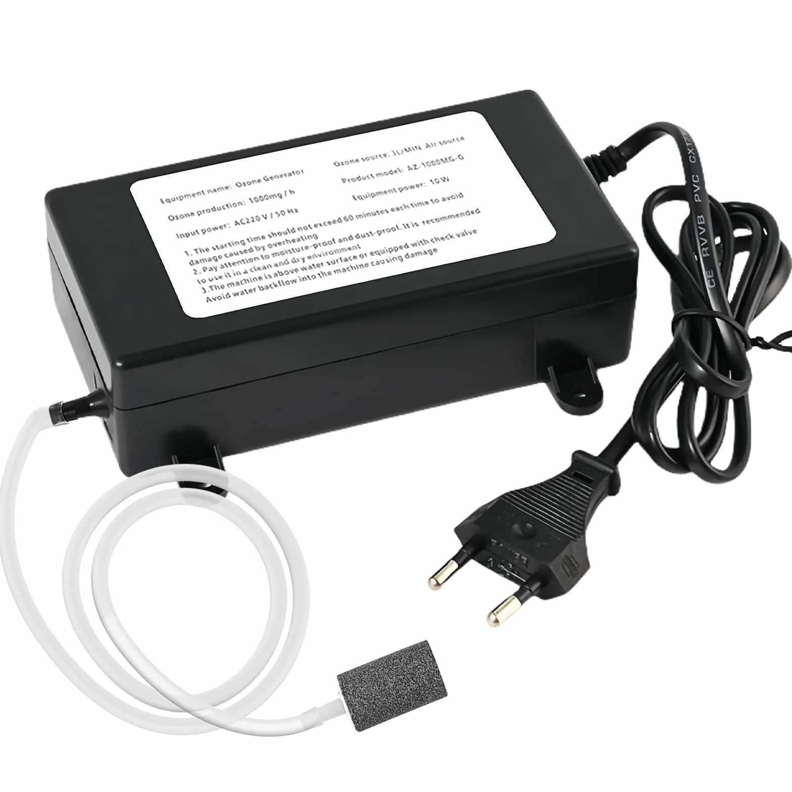 Generator ozonu do wody i powietrza, 1000 mg, do użytku domowego, oczyszczacz powietrza, dla alergików, wielofunkcyjny, filtruje pyłki, kurz, bakterie itp. kuchnię, dym, samochody, zwierzęta domowe