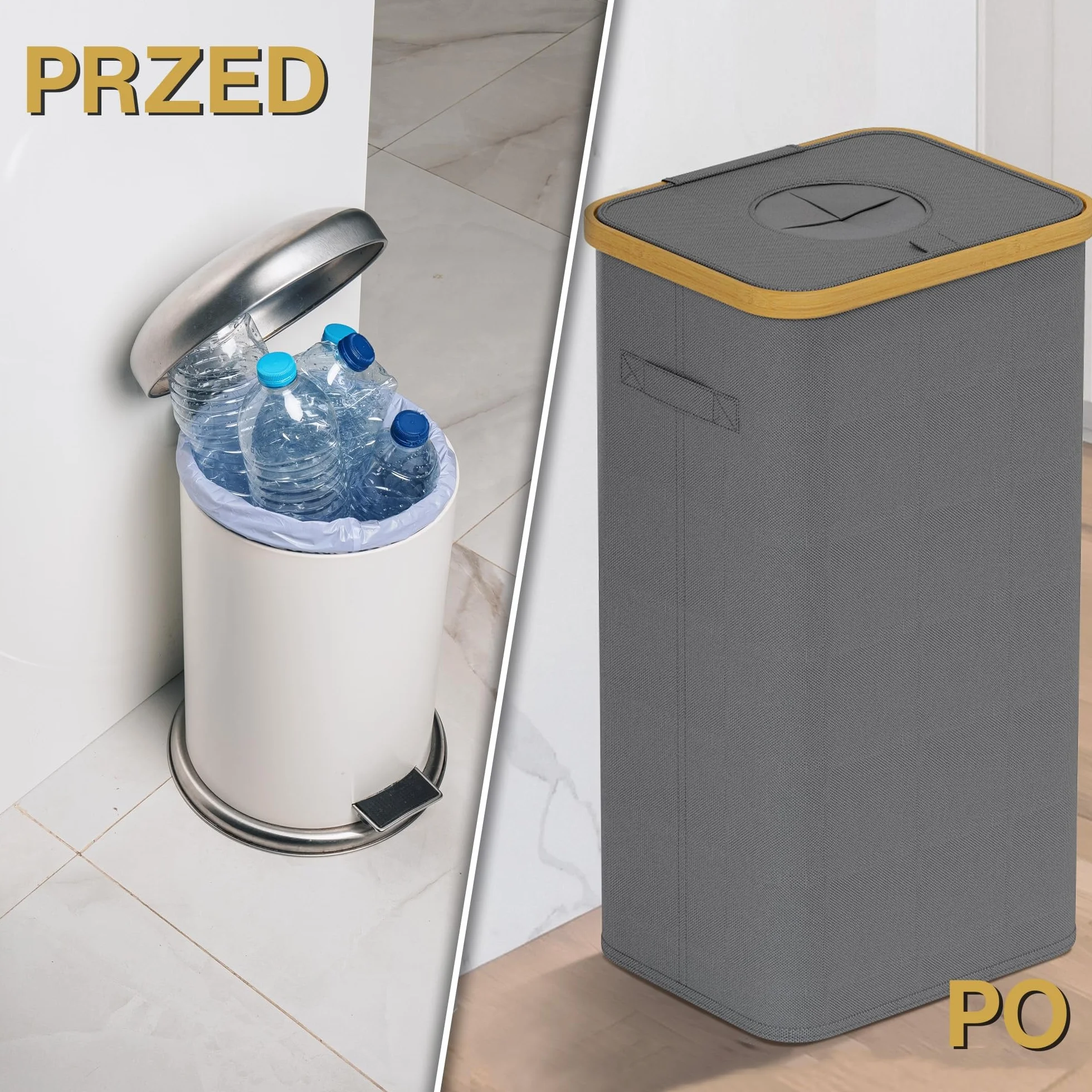 Deco haus® pojemnik na butelki z pokrywką 100L [w zestawie dodatkowa torba wewnętrzna] - Pojemnik na butelki depozytowe z otworem - kosz na butelki z pokrywka - Butelki na kaucję