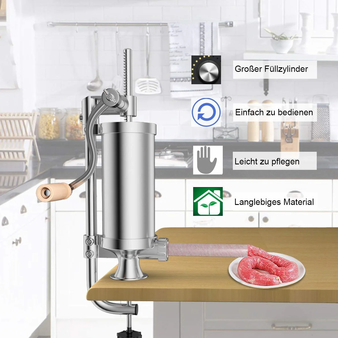 COSTWAY Maszynka do kiełbas z 4 rurkami do napełniania ze stali nierdzewnej 1,5 kg