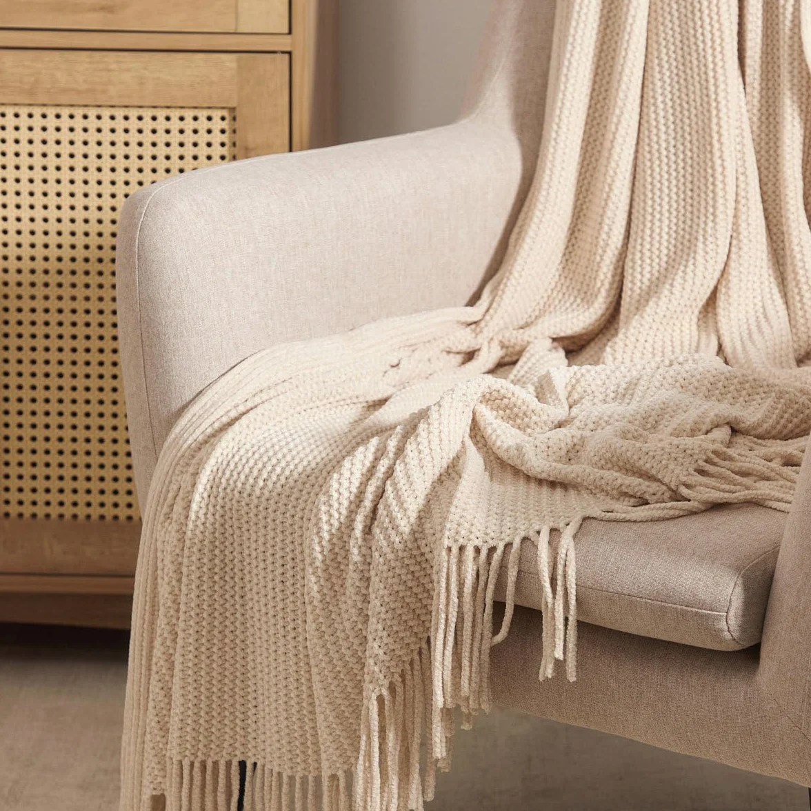 HOMLA Koc CHENILLE szenilowy ecru 130x170 cm