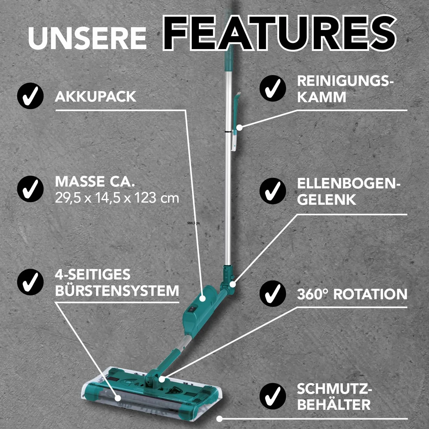 Swivel Sweeper akumulatorowa miotła bezprzewodowa mop podłogowy z przegubem zginanym obrotem 360°
