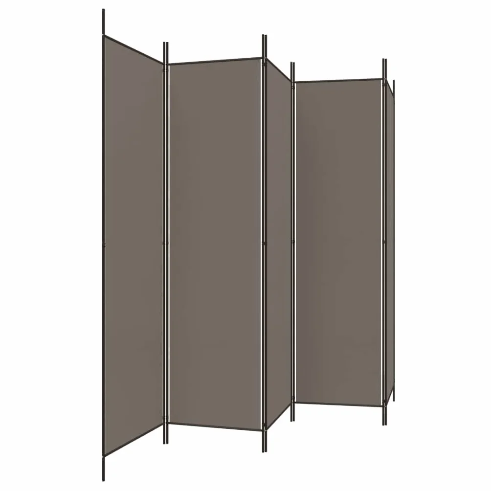 vidaXL Parawan 5-panelowy, antracytowy, 250x200 cm, tkanina, parawan pokojowy, przegroda, przegroda pokojowa, parawany pokojowe, przegrody