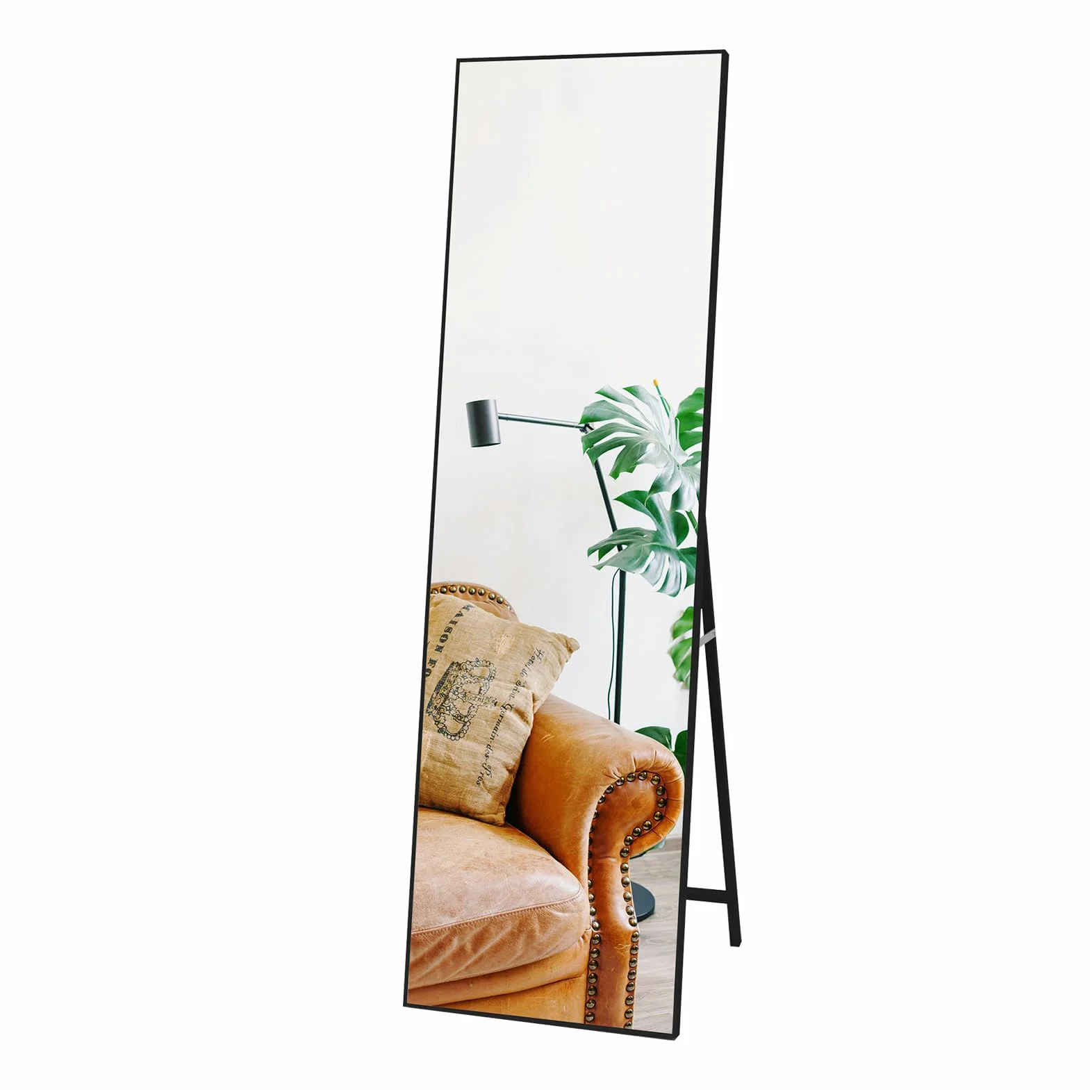 Hoikwo Lustro stojące 140x41 cm, Lustro pełnowymiarowe 55.12x16.15 cali z czarną ramą do sypialni, salonu lub łazienki