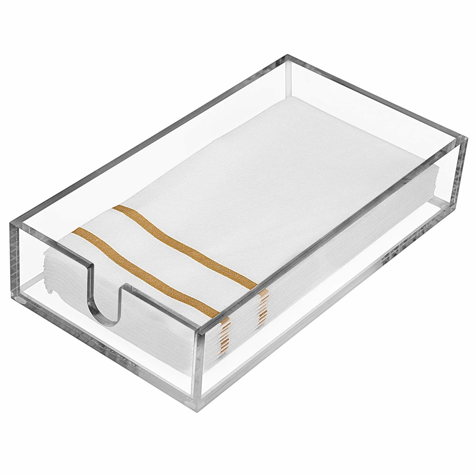 Akrylowy uchwyt na ręczniki dla gości, przezroczysty, nowoczesny design, akrylowy uchwyt na ręczniki papierowe do łazienki, kuchni, taca akrylowa idealna na jednorazowe papierowe ręczniki do rąk i