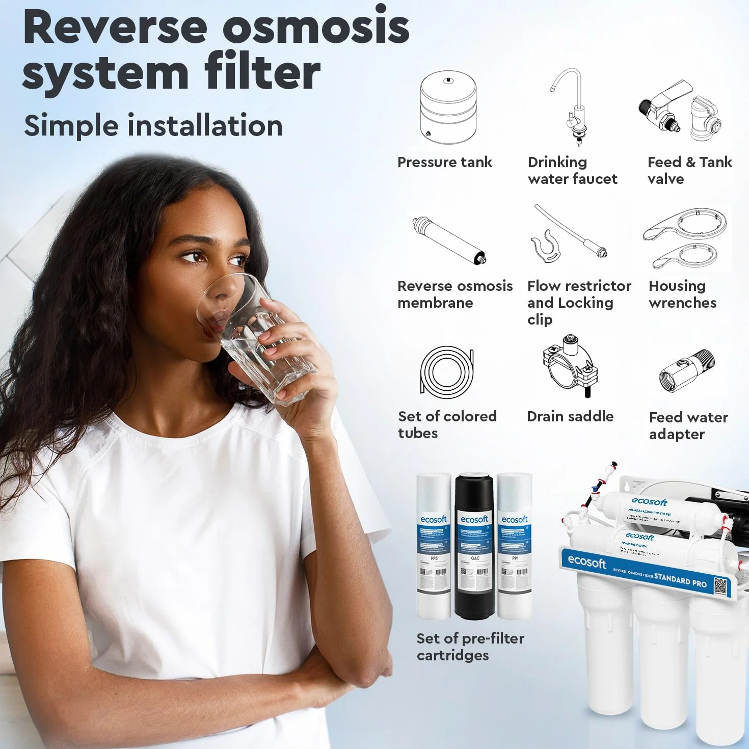 Ecosoft Standard PRO Filtr odwróconej osmozy - ze zintegrowaną pompą, wydajnym oczyszczaniem i łatwą instalacją