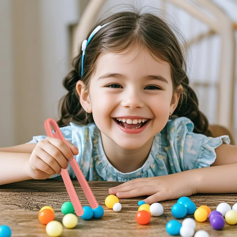 Pinceta dla dzieci, 3 szt. Silikonowe pęsety zabawki, Kolorowe pęsety dla dzieci, Fine Motor Sensory Toys