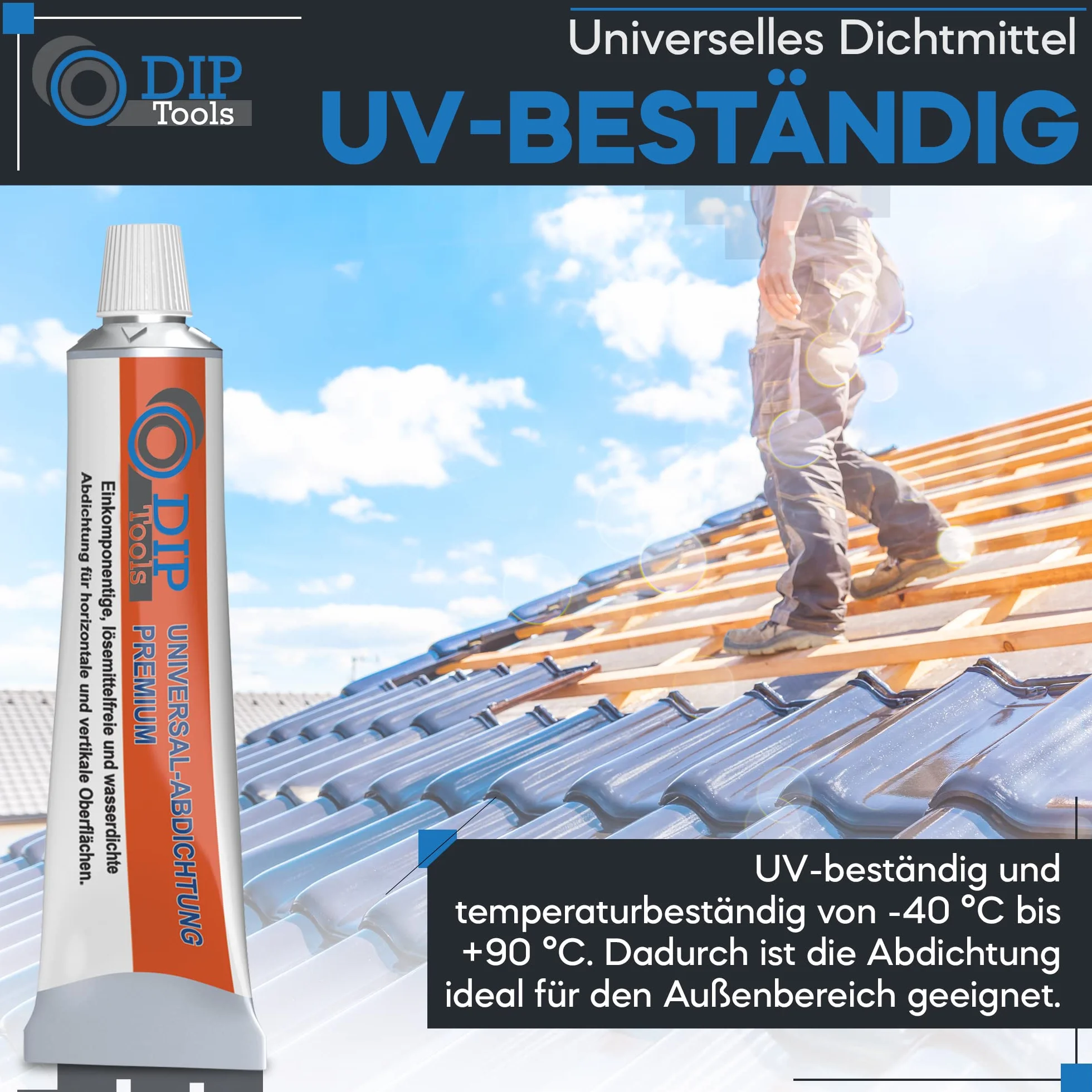 DIP-Tools wodoodporna uszczelka z płynnego tworzywa sztucznego, wodoszczelna uszczelka do rynny dachowej, na taras, do samochodów itd. 80 g