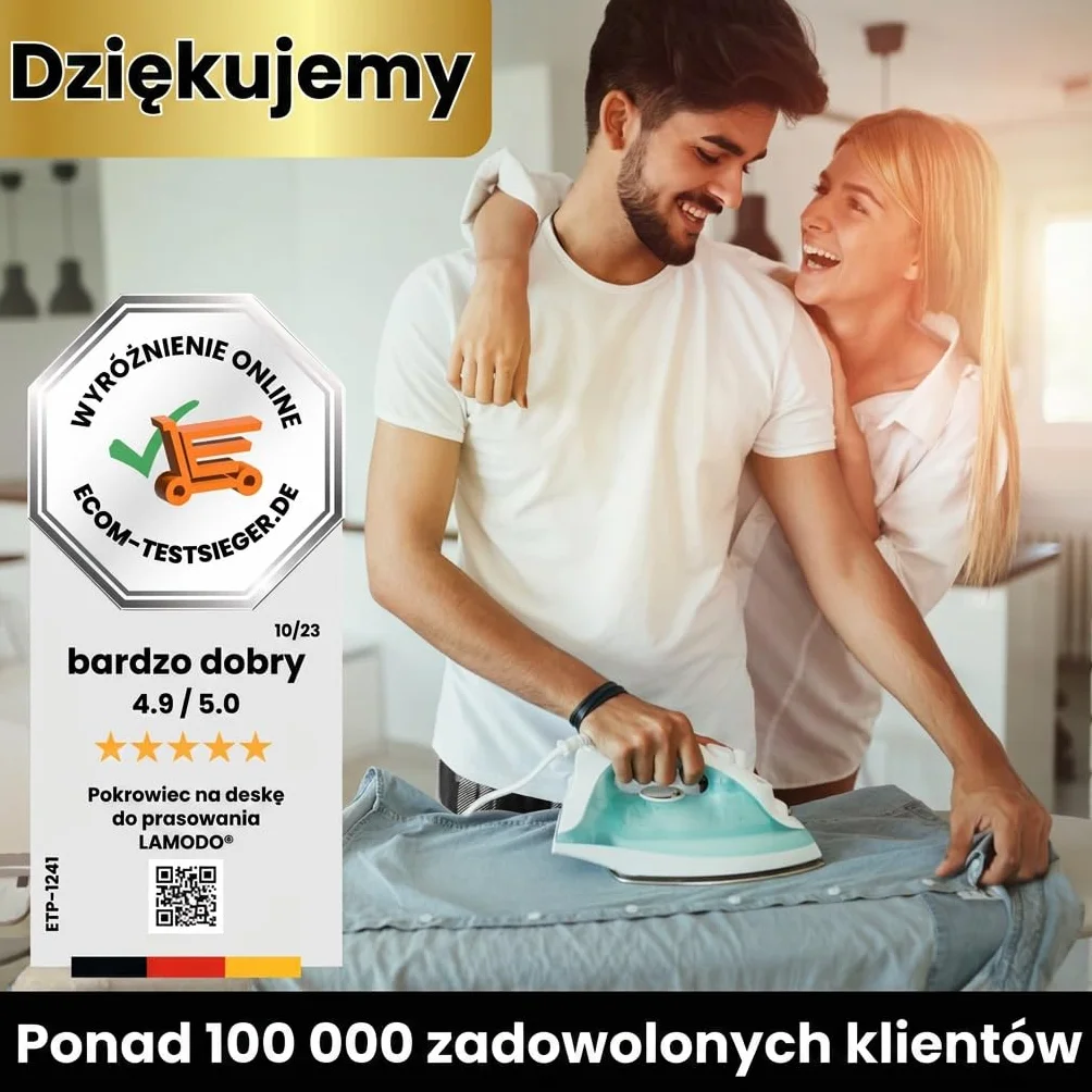Pokrowiec na deskę do prasowania 120x40 cm bawełna do żelazka parowego jasnoszary