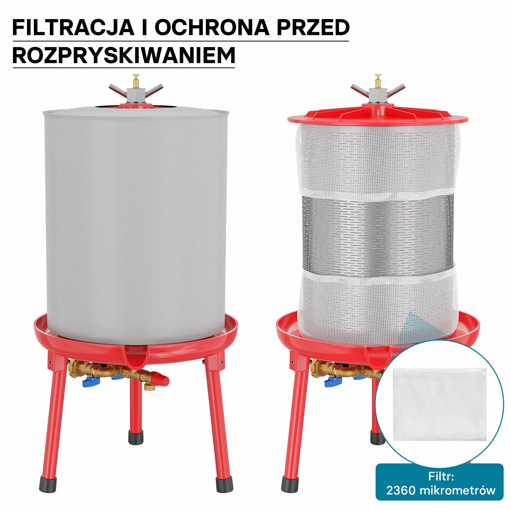 Wiltec Hydroprasa do owoców 20 litrów, ręczna prasa hydrauliczna, prasa do wyciskania soków z owoców i warzyw pod ciśnieniem wody, stal nierdzewna