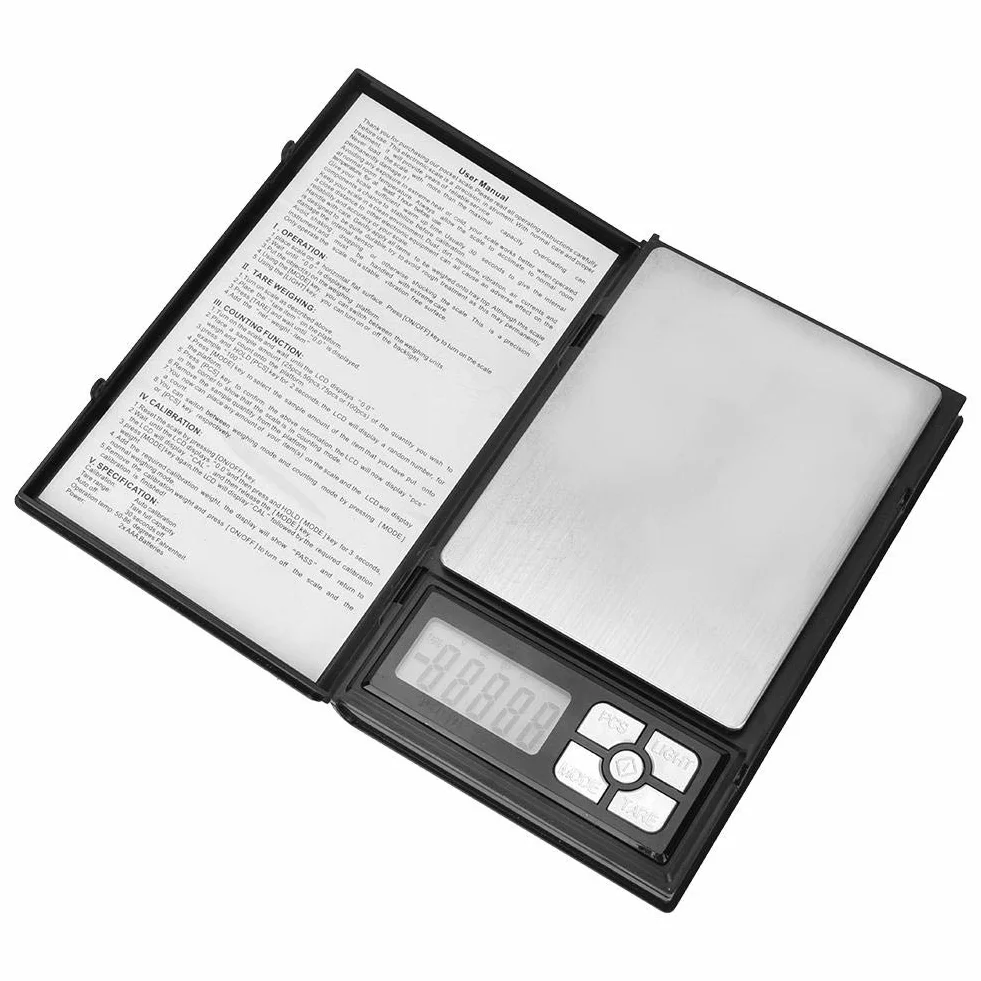 Cyfrowe wagi kieszonkowe 2000g Pojemność Ekran LCD Kamienie szlachetne i wagi jubilerskie Kuchenne wagi laboratoryjne (bez baterii)