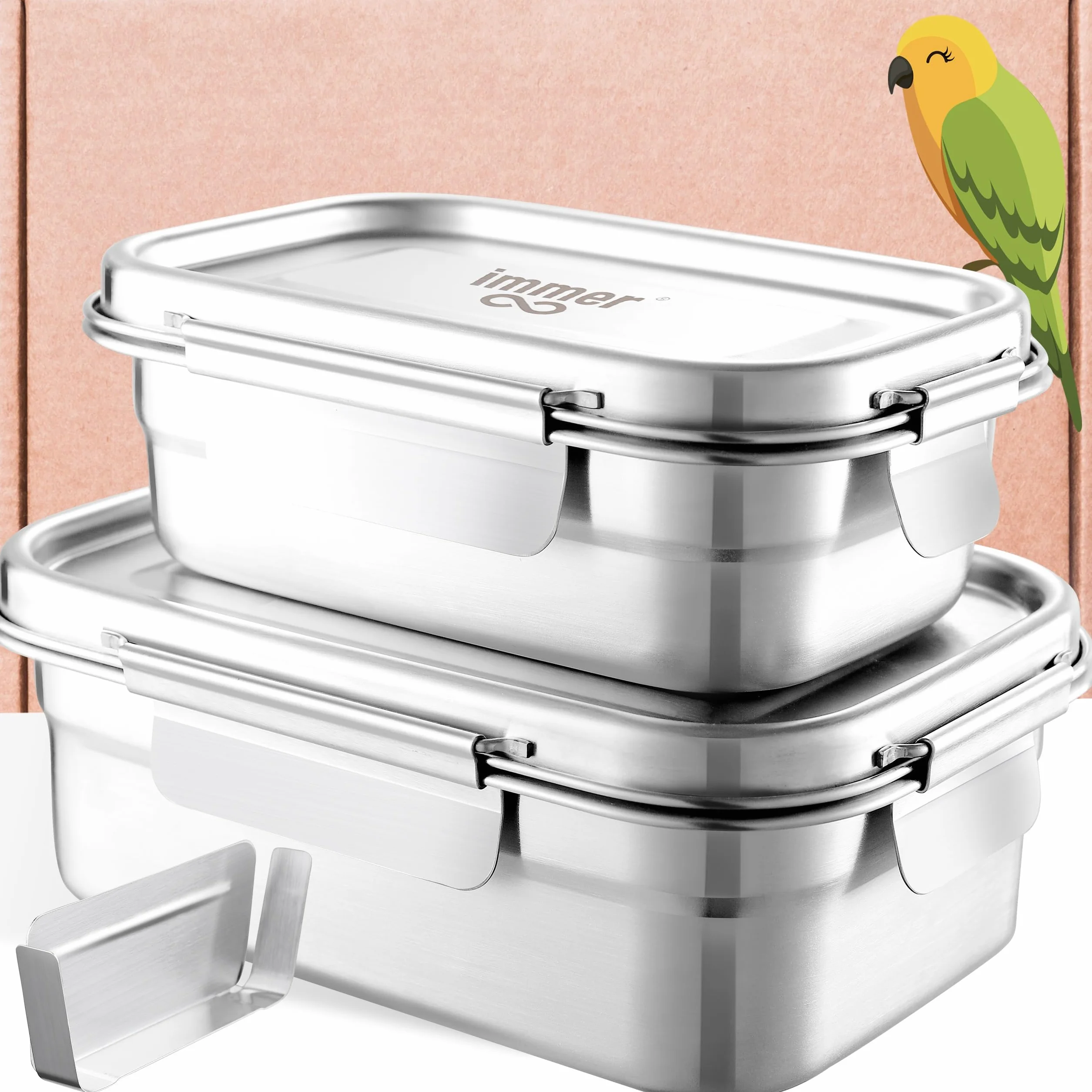 immer Pudełko śniadaniowe ze stali nierdzewnej – ekologiczne pudełko na lunch Bento, szczelne, nie zawiera plastiku, łatwe do czyszczenia i idealne w podróży (2400, SafeLock)
