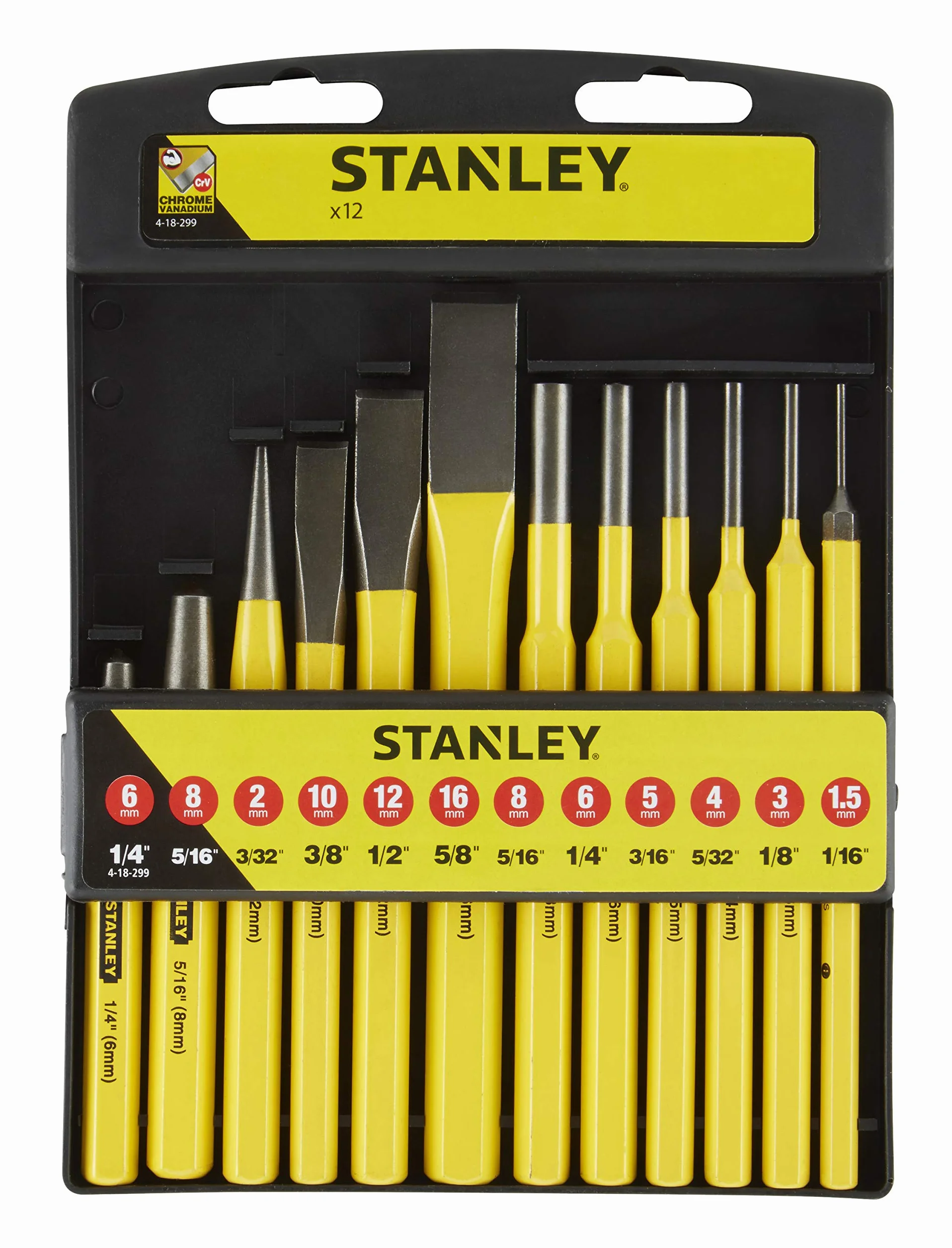 Stanley Black & Decker 4-18-299 Zestaw Narzędzi Udarowych, Żółty, 12 Sztuk