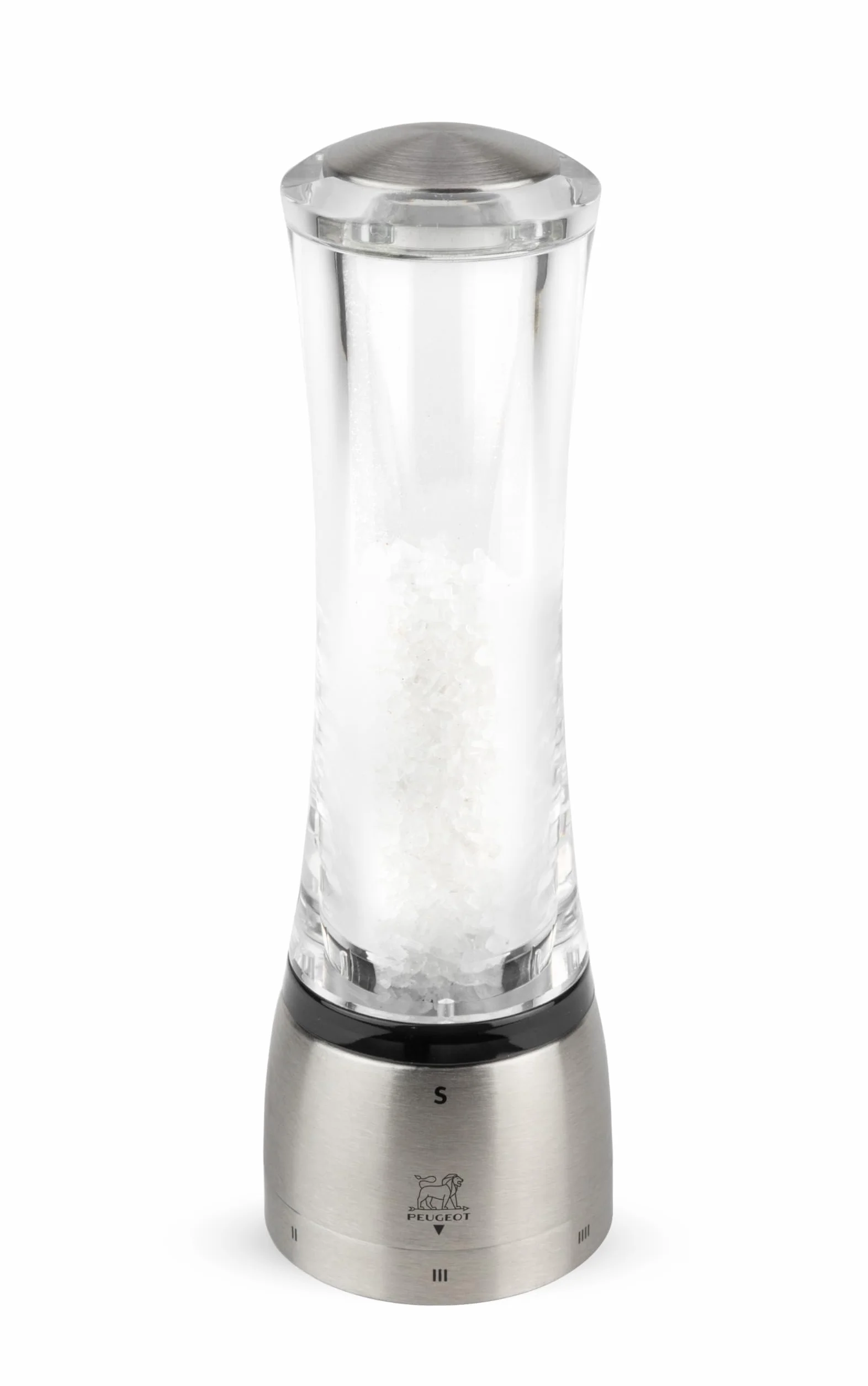 Peugeot Daman u'Select Ręczny młynek do soli, regulowany młynek - akryl i stal nierdzewna 21 cm