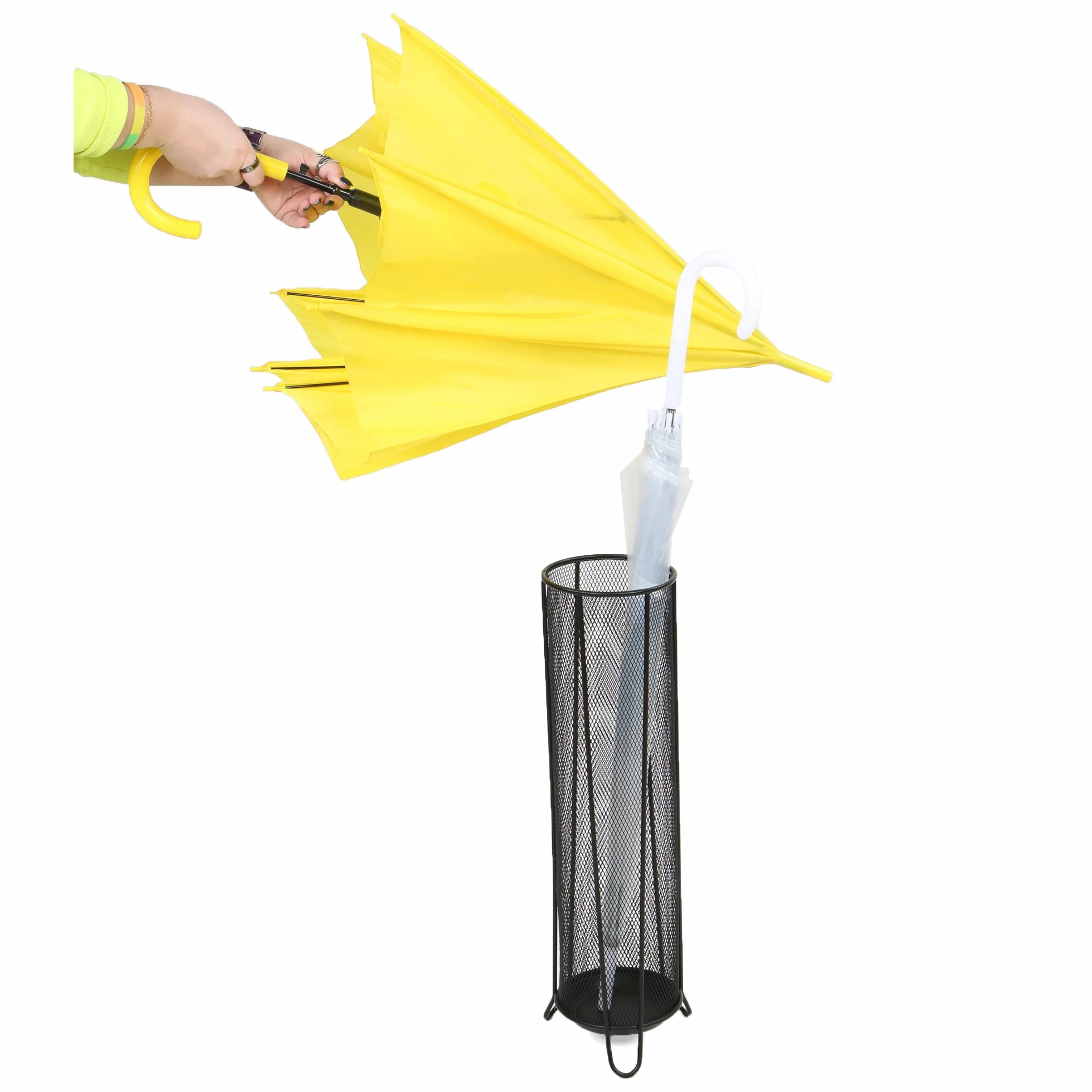 Mind Reader Uchwyt na parasol z cienkiej metalowej siatki, czarny
