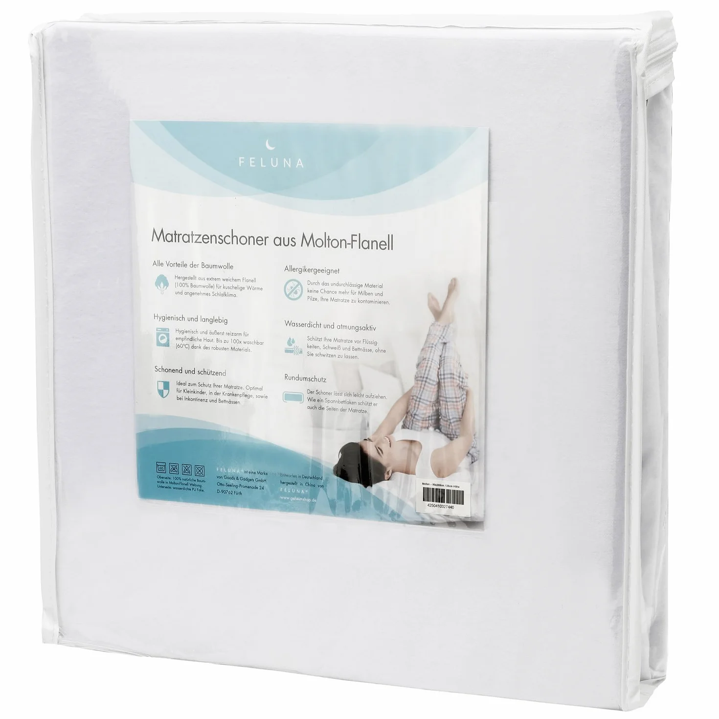 Feluna® wodoodporny ochraniacz na materac Premium podkładka pod łóżko Molton; Wkład do łóżka Four Seasons wykonany z flanelowych ochraniaczy na materac (90x190cm)