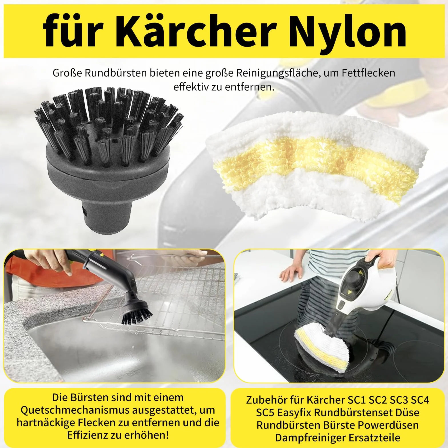 Kärcher Easyfix akcesoria do odkurzacza parowego SC1 SC2 SC3 SC4 SC5 zestaw szczotek okrągłych