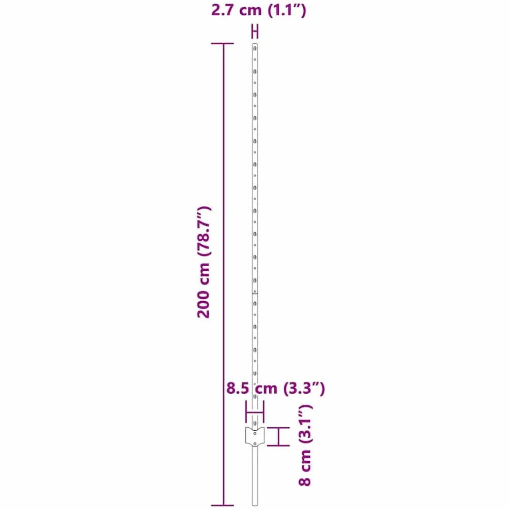 vidaXL Słupek ogrodzeniowy. 5 pcs Szary 150 cm Stal, Słupki ogrodowe i tarasowe, trwałe cylindryczne, nowoczesna bariera do Twojego podwórka