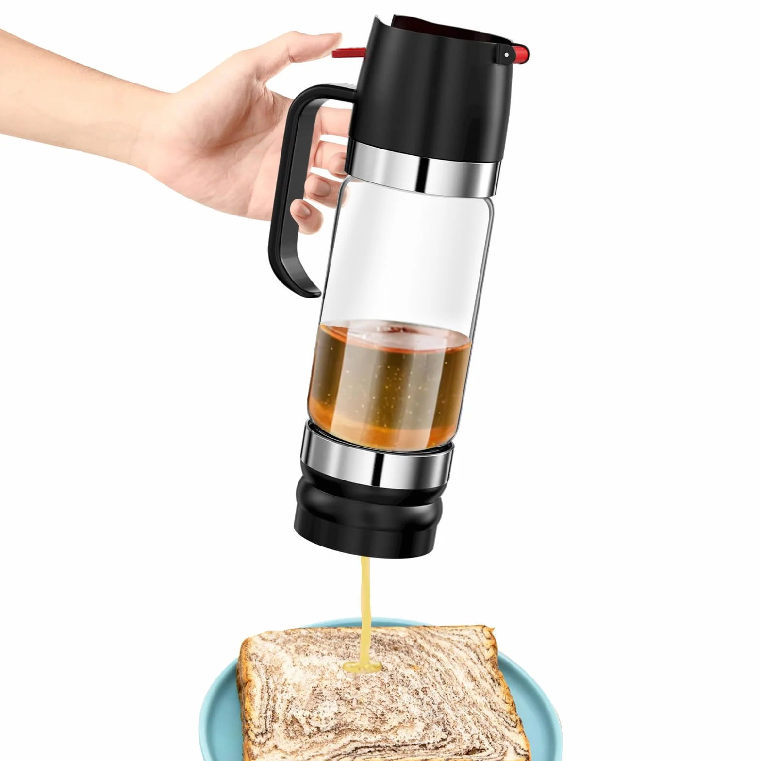 350ml garnek do miodu z uchwytem, niekapiący słoik z uchwytem, czarny