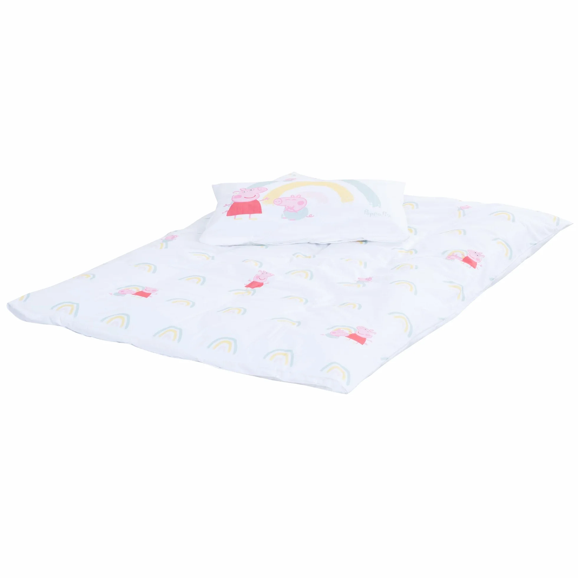 roba Pościel dziecięca 100 x 135 cm Świnka Peppa - Pościel dla dzieci z bawełny z pokrowcem na poduszkę 60 x 40 cm - Motyw z serialu animowanego - Biały/Różowy
