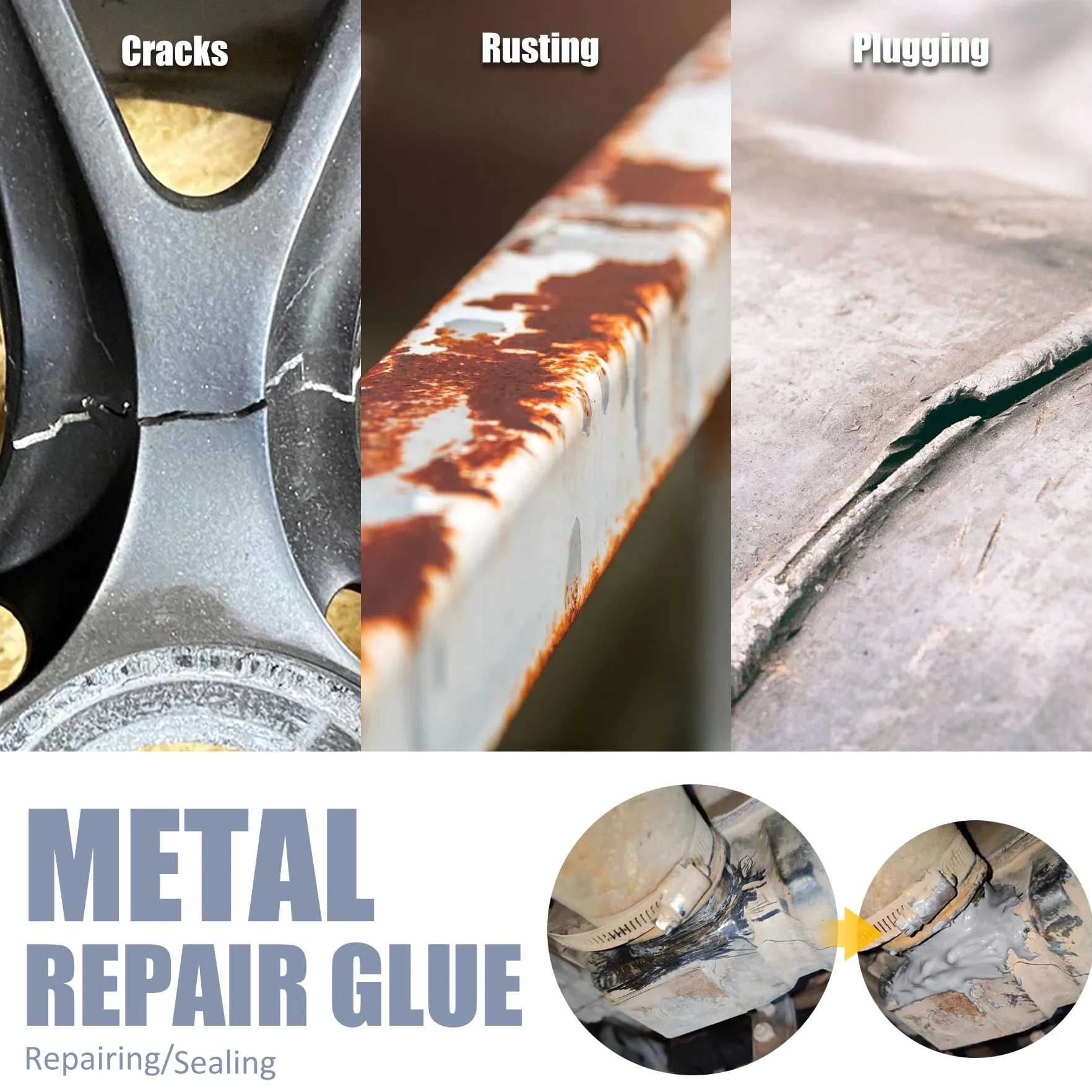 Klej do metalu – 100 ml, 2 elementy kleju spawalniczego do naprawy pęknięć metali, ceramiki, tworzyw sztucznych, stopów metali – uniwersalny klej bardzo mocny, wodoodporny, odporny na wysokie