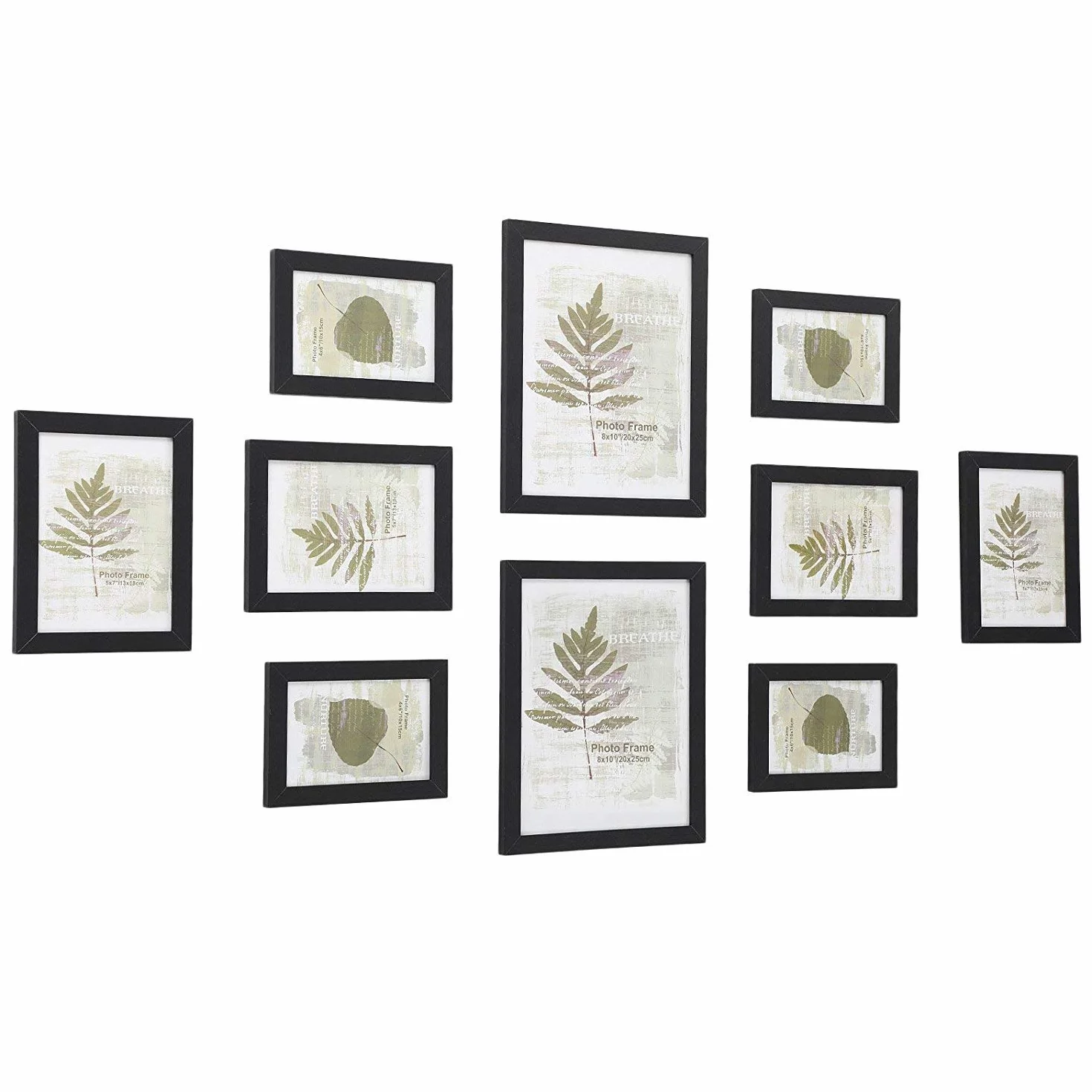 SONGMICS ramki na zdjęcia, zestaw 10 ramek na zdjęcia - 2 szt. 20 x 25 cm, 4 szt. 13 x 18 cm i 4 szt. 10 x 15 cm, wykonane z płyty pilśniowej, czarne RPF310H