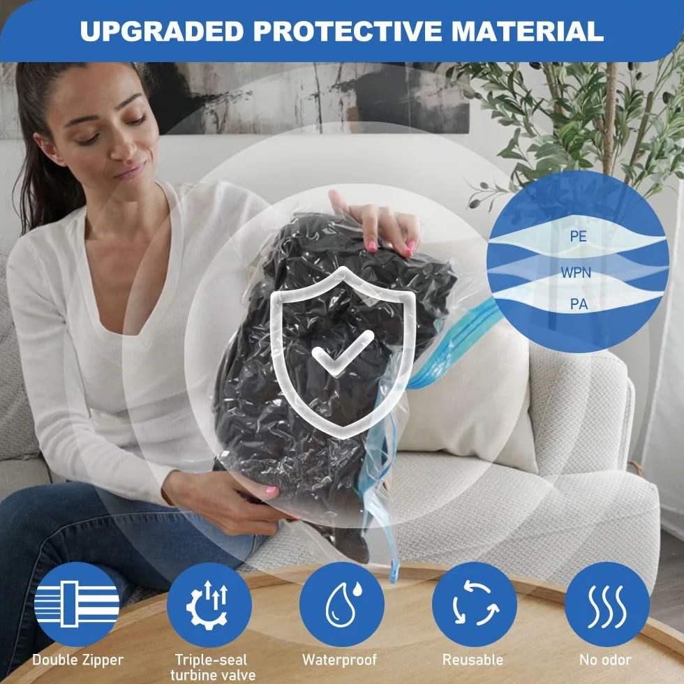 Vacbird Worki próżniowe na ubrania z kompaktową pompą USB, 18 worków na ubrania (silniejsze uszczelnienie próżniowe | USB-A/C | lekkie), idealne do podróży, przechowywania i przeprowadzki