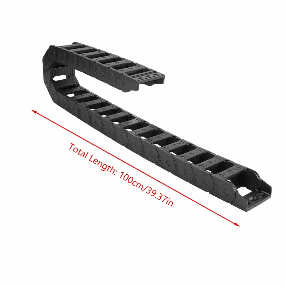 Łańcuch holowniczy o długości 100 cm 25 x 57 mm czarny nylon otwarty po obu stronach e-prowadnik kablowy e-prowadnik grawerki CNC łańcuszek kablowy