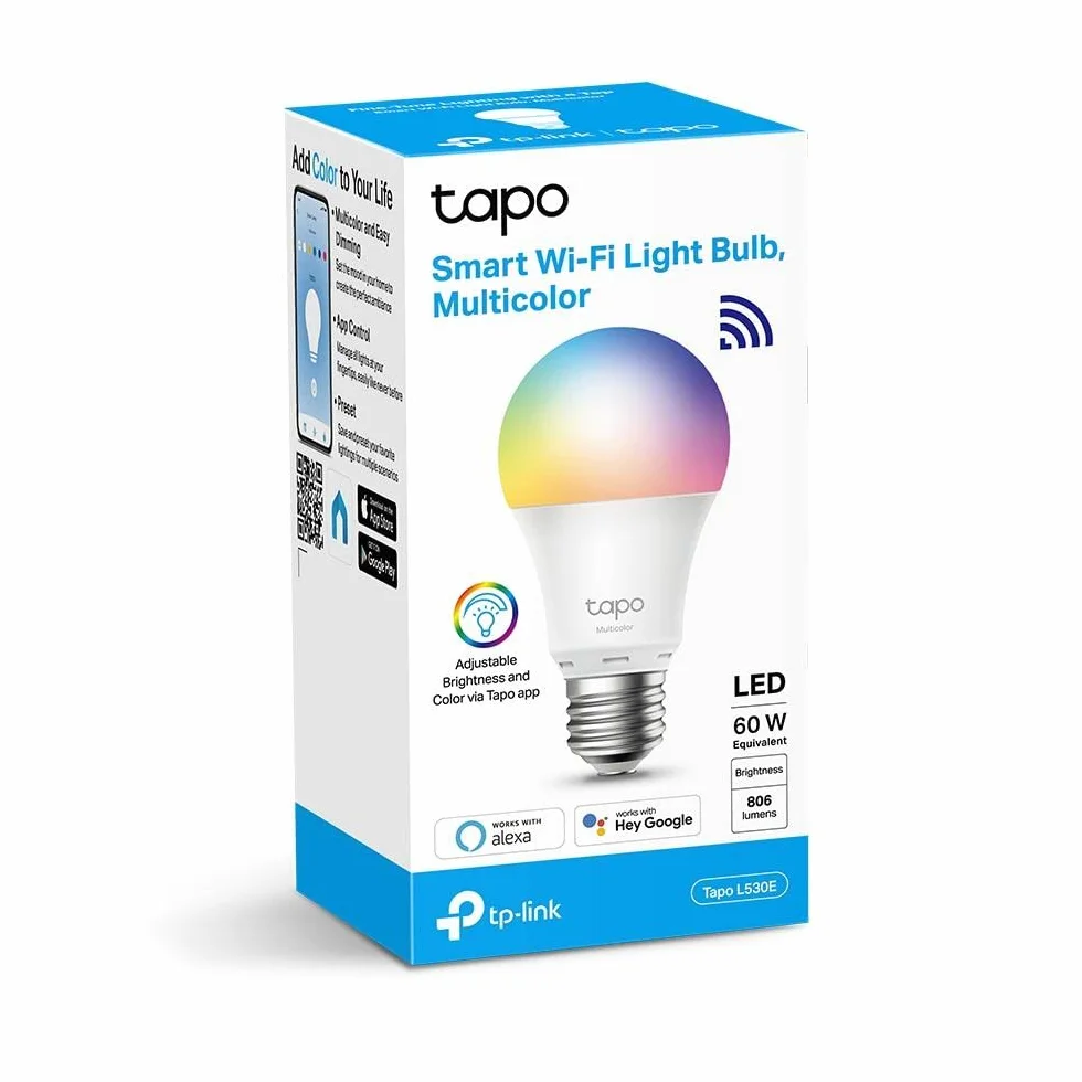 TP-Link Tapo Smart Bulb, Smart WiFi LED Light, E27, 8.7W, Works with Amazon Alexa(Echo and Echo Dot) and Google Home, Colour-Changeable, No Hub Required (Tapo L530E) [Energy Class F]