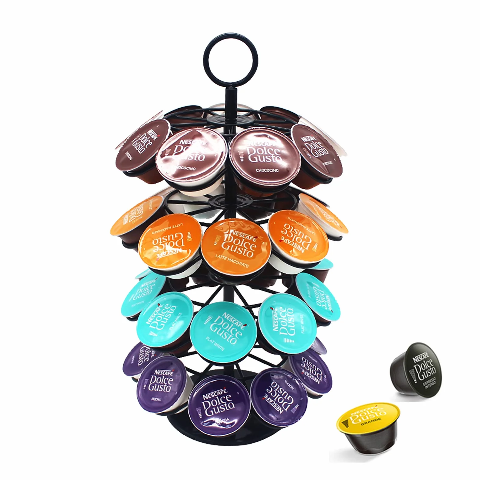 Wdmiya Pojemnik na kapsułki do kawy Dolce Gusto, obrotowa półka na kapsułki do kawy, stojak na kapsułki Dolce Gusto na 36 sztuk (bez kapsułek kawowych)
