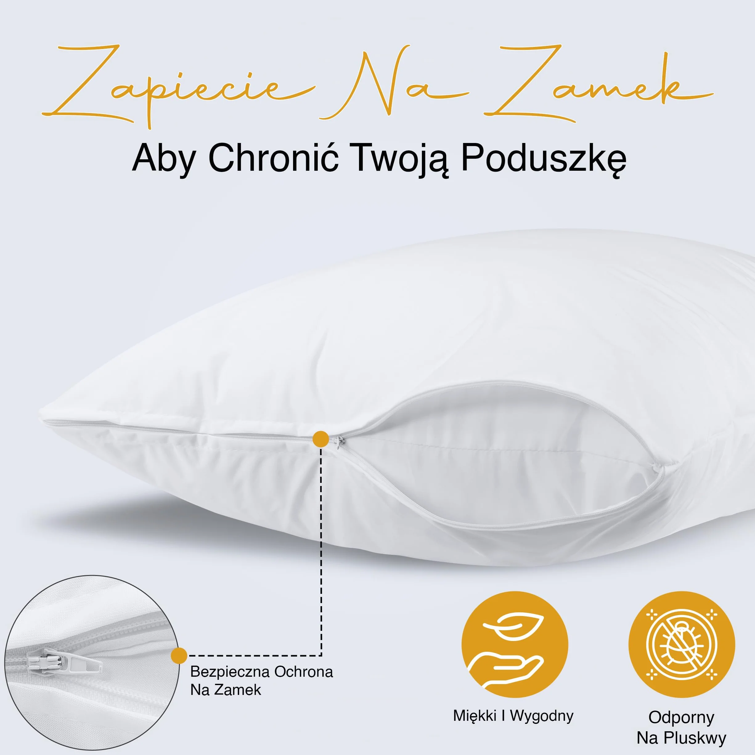 Utopia Bedding Wodoodporna poszewka na poduszkę z zamkiem błyskawicznym, ochraniacz na poduszkę, poszewka z certyfikatem Oeko-TEX (biały, 80 x 80 | 2 szt)