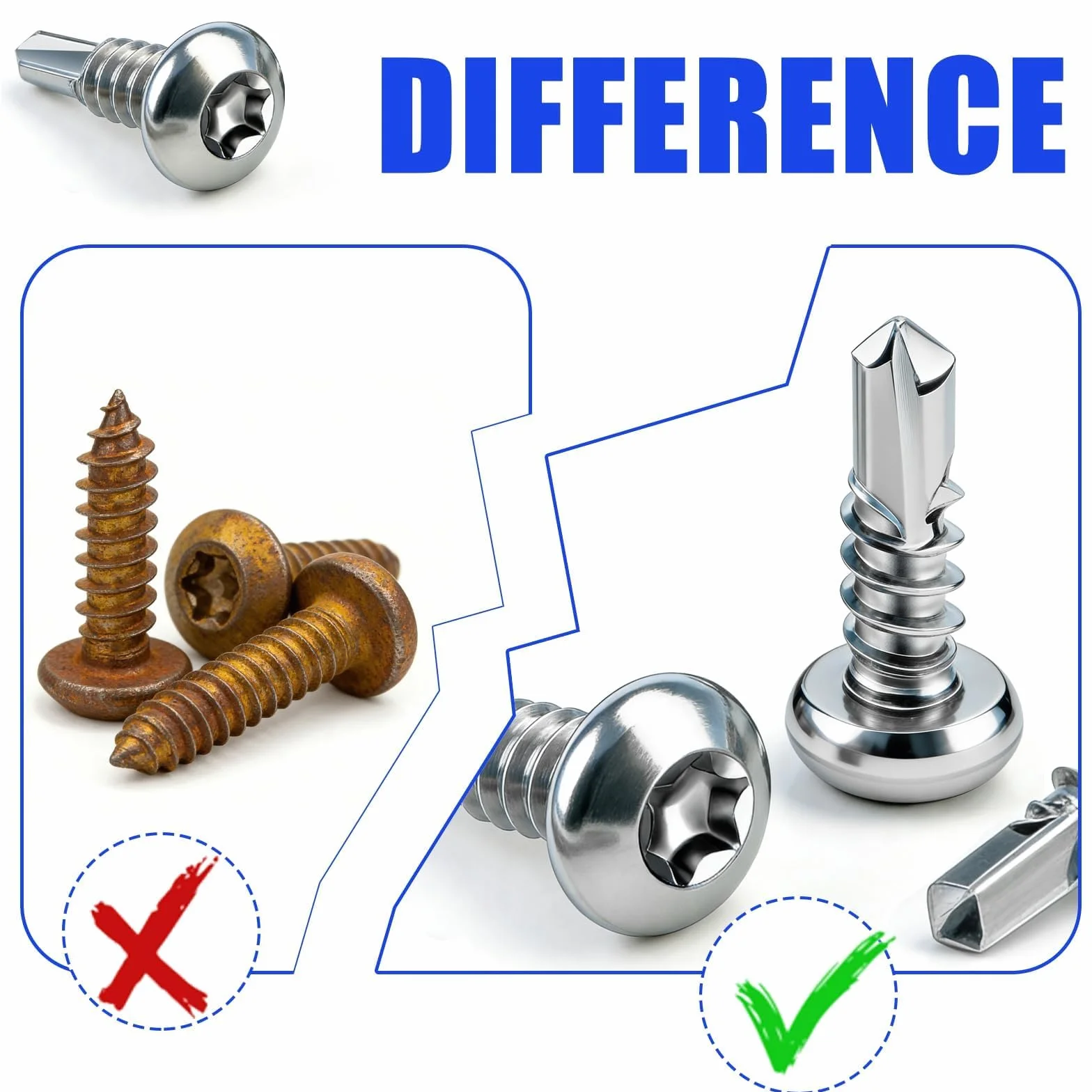 110 sztuk wkrętów Torx ze stali nierdzewnej, z łbem soczewkowym, samowiercące śruby M4,2 x 25 mm, wkręty samogwintujące ze stali nierdzewnej 410, wkręty do blachy, DIN 7504, do metalu do