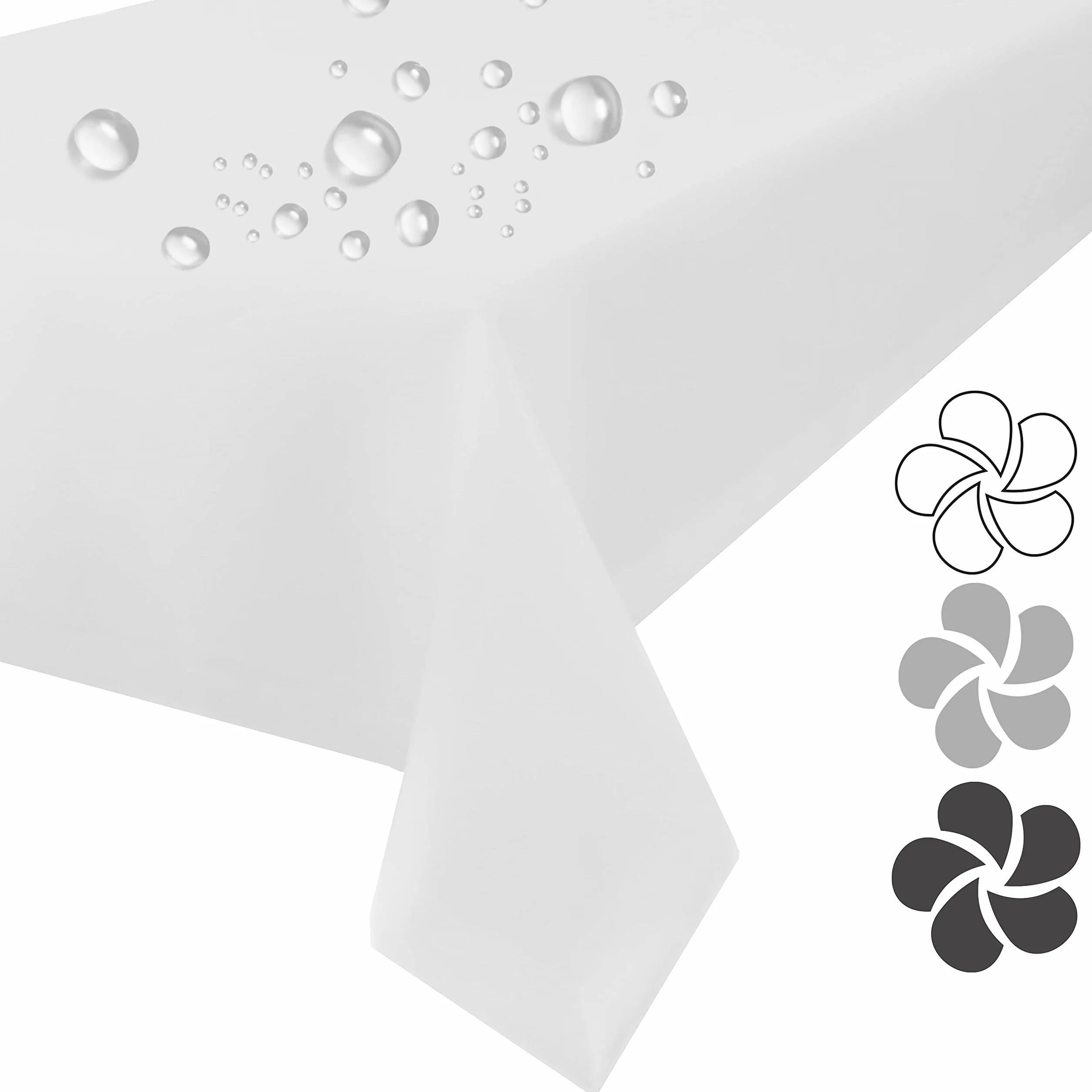 PLUMERI Obrus plamoodporny 140x240 cm, Biały – 100% poliester 250 g/m² z efektem lotosu, OEKO-TEX, na co dzień i od święta, do domu i ogrodu, seria Brela