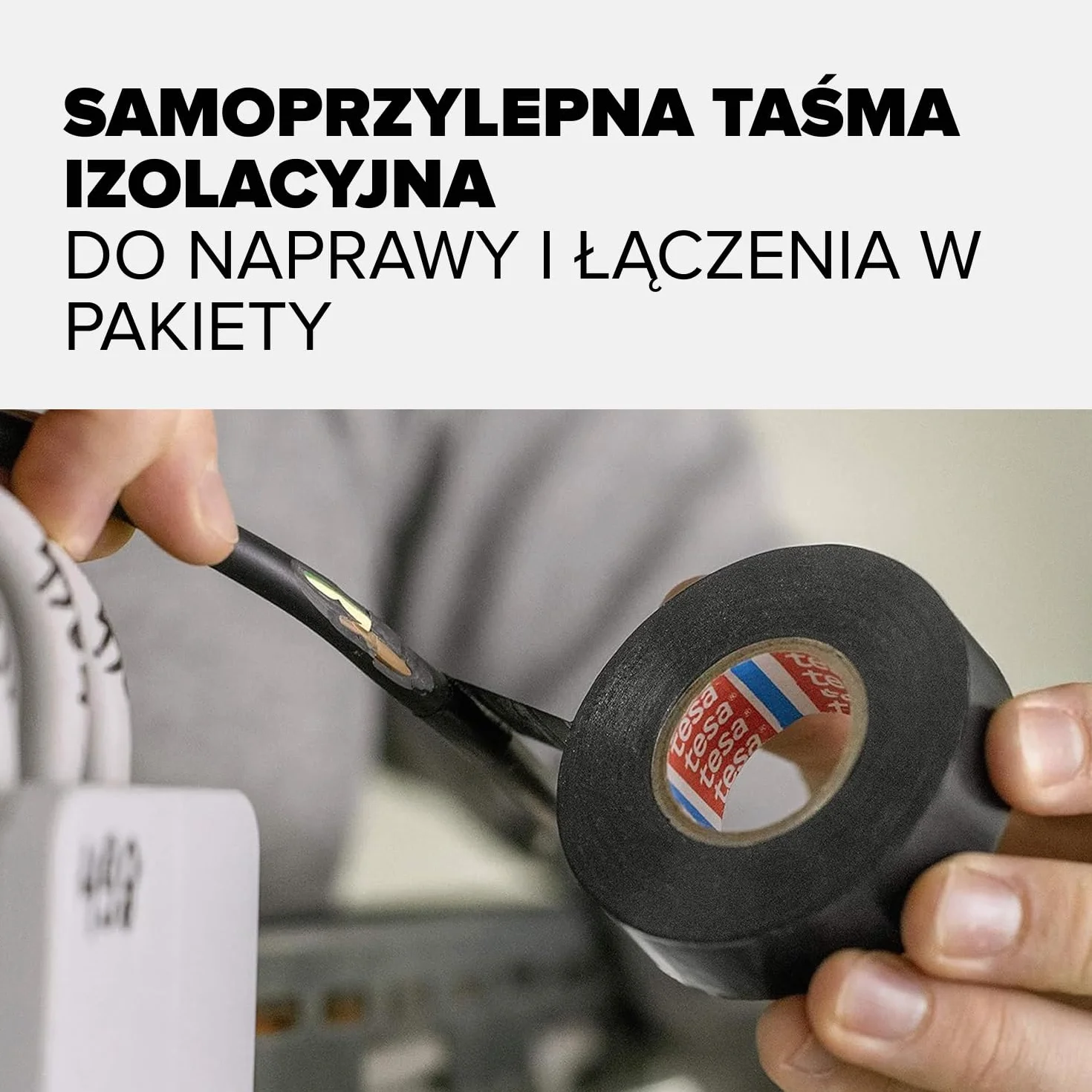 tesa® taśma izolacyjna – samoprzylepna taśma zabezpieczająca – odporna na wysoką temperaturę – do izolacji, napraw i wiązania kabli – 10x 10 m x 15 m, czarna