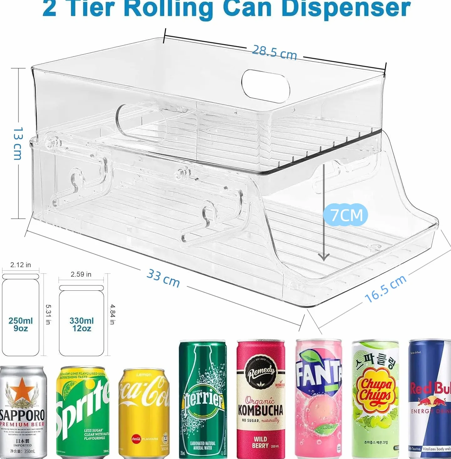 Organizer na puszki do lodówki składany przezroczysty 250 ml 330 ml