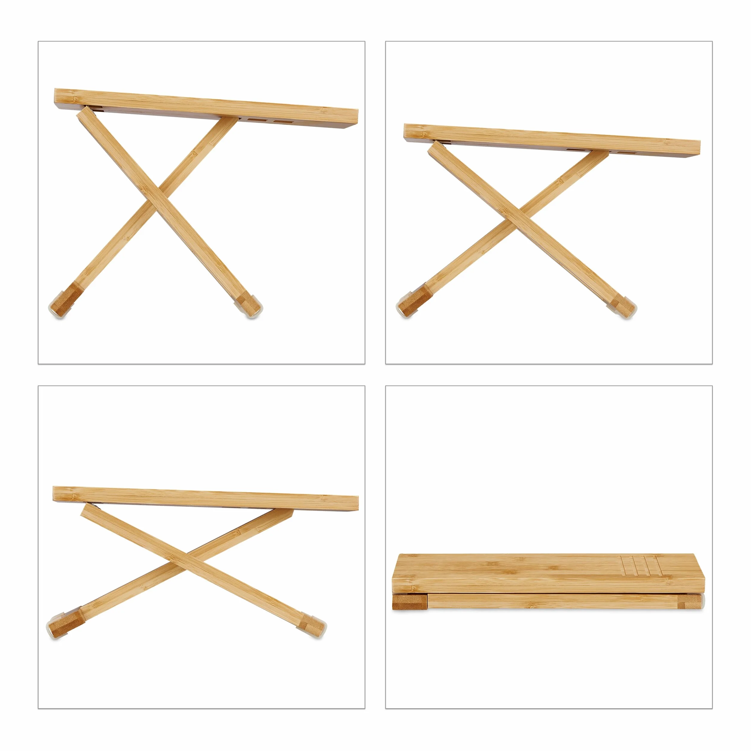 Relaxdays Taboret toaletowy 2-częściowy bambus 23 x 12 x 31 cm naturalny
