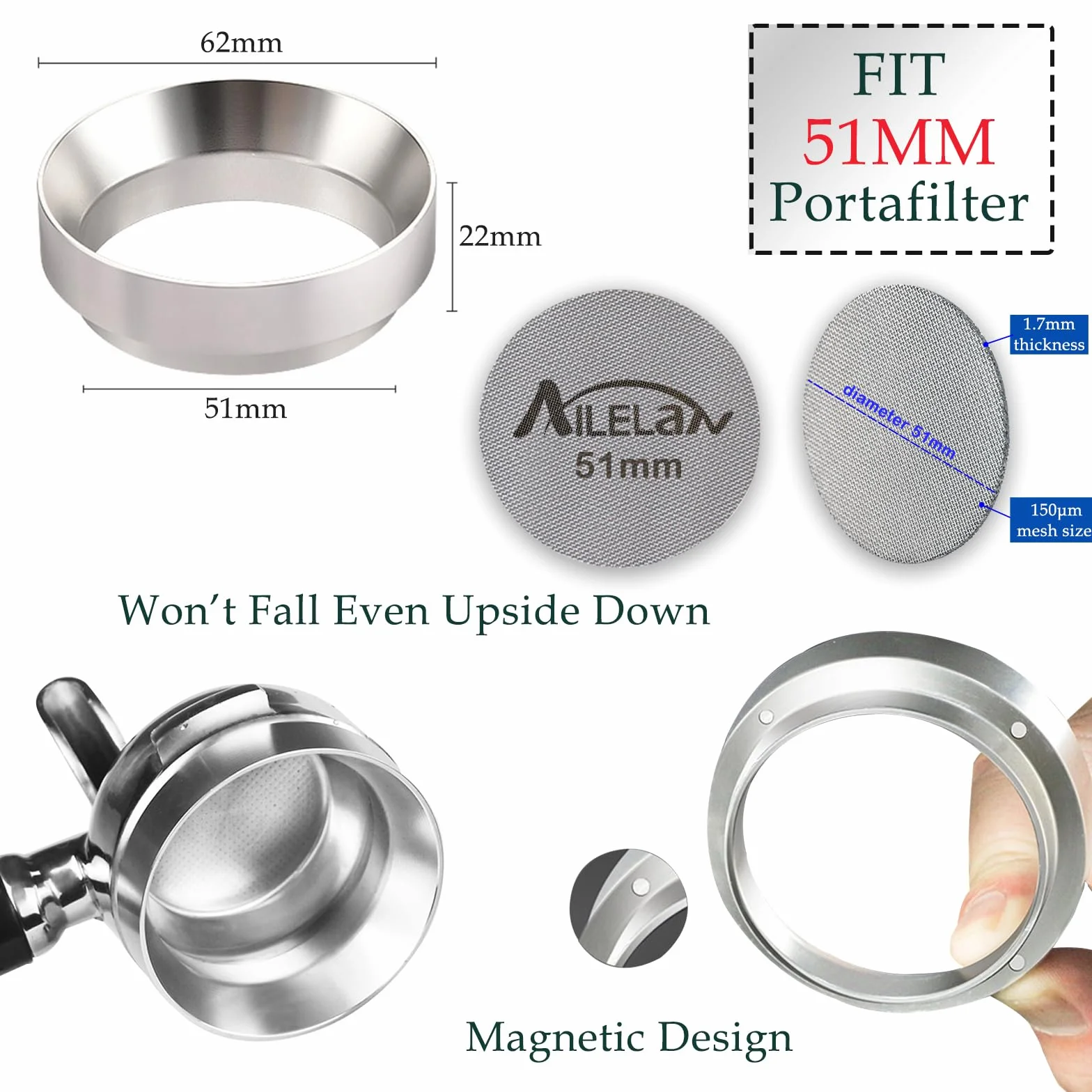 Portafiltr Bezdenny 51mm 3-Uszny Kompatybilny z Delonghi Dedica EC680 EC685