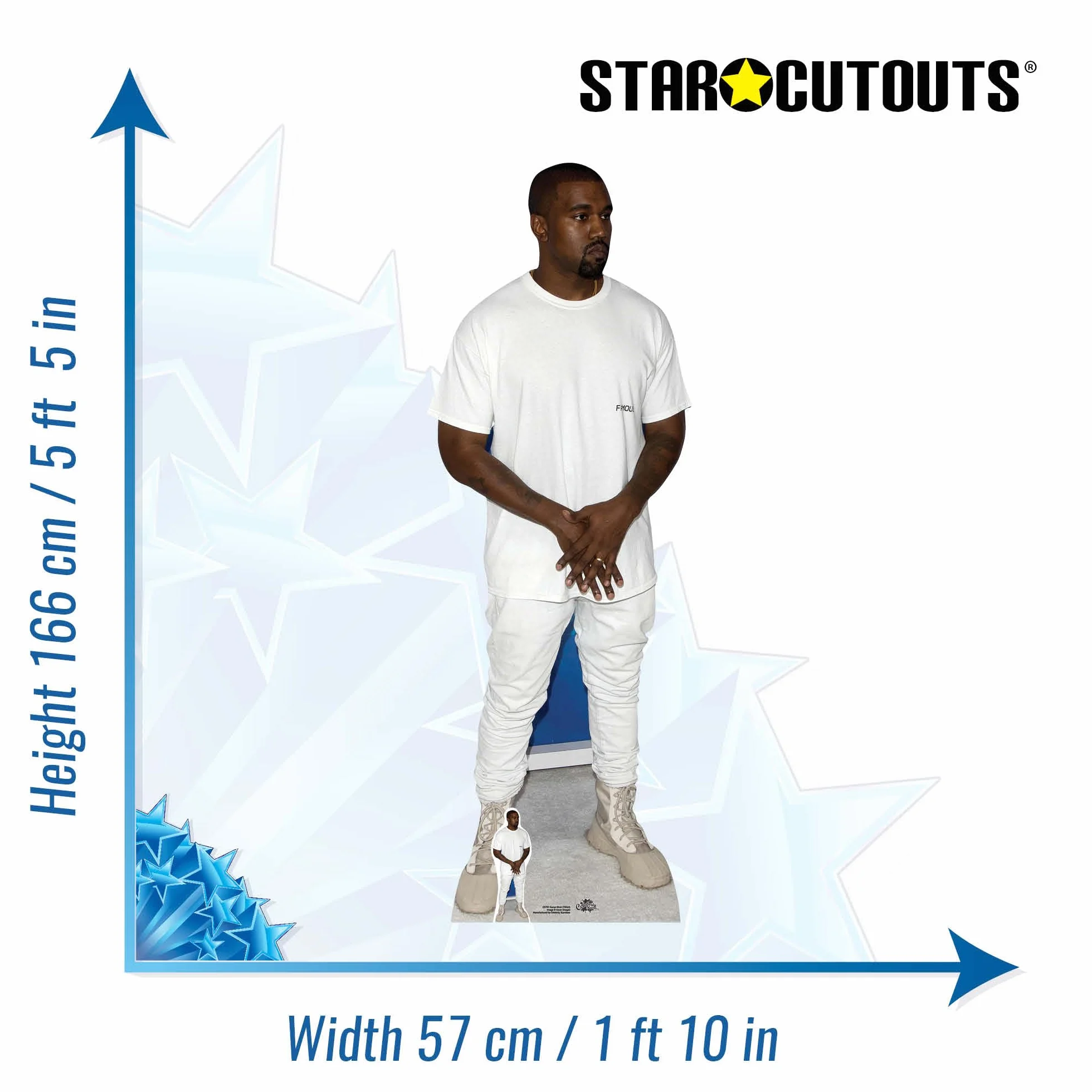 Star Cutouts Ltd Kanye West T-Shirt Lifesize Cutout-166 cm, karton, wysokość 166 cm