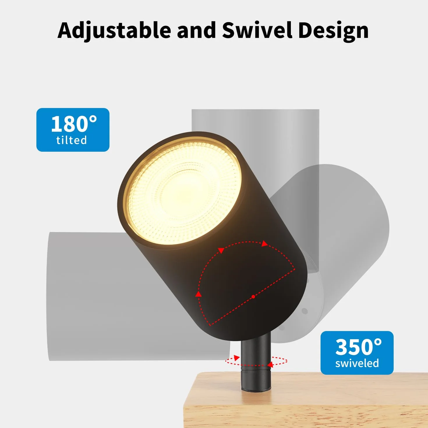 LVWIT Lampa sufitowa 4 reflektory LED GU10, czarne oświetlenie wewnętrzne, drewniana lampa sufitowa z kwadratową podstawą, reflektor sufitowy, żyrandol Led do salonu, kinkiet do sypialni (bez żarówek)