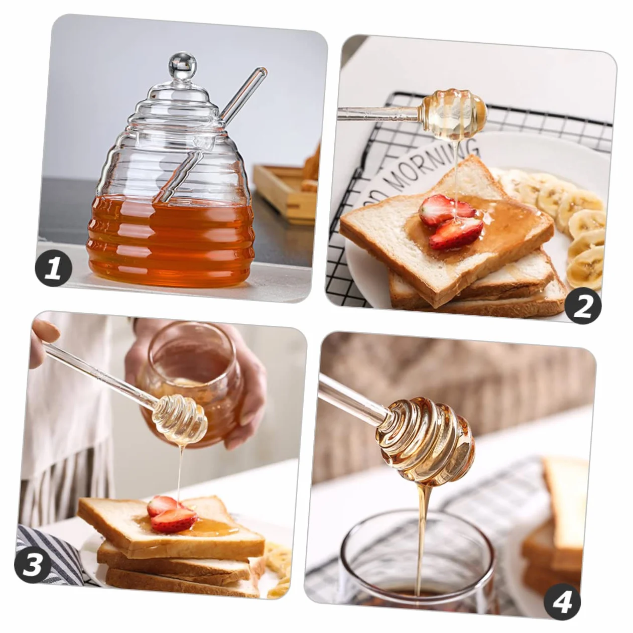 Cabilock 2 szt Przezroczyste Patyczki Do Miodu Wygodne Mieszadła Do Dżemu Owoców i Napojów Długi Uchwyt Akcesoria Kuchenne Wielokrotnego Użytku