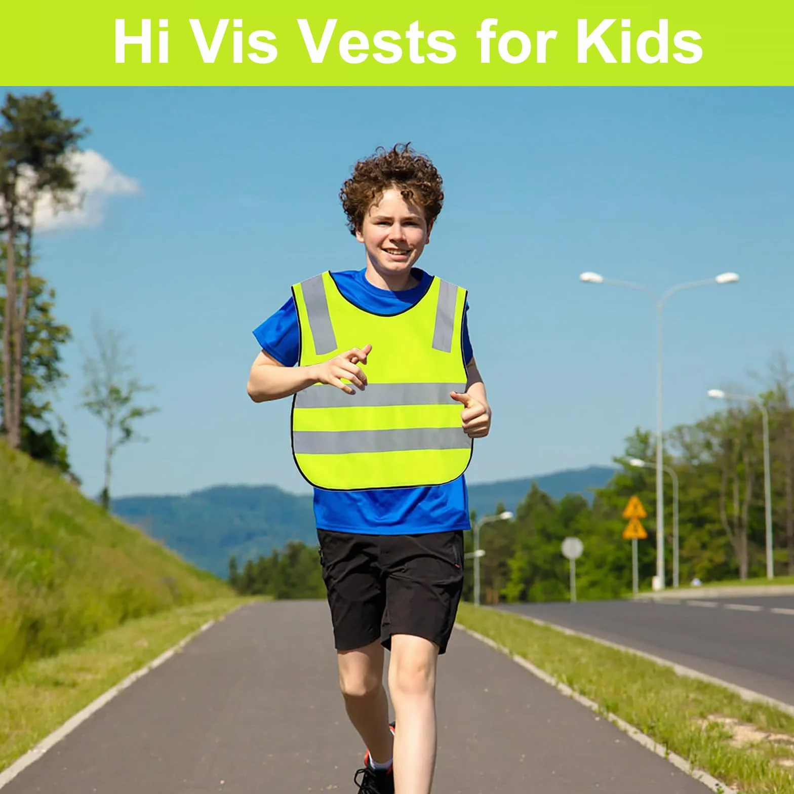 4 szt. kamizelki Hi Vis dla dzieci, żółte, wysoka widoczność, odblaskowa kamizelka bezpieczeństwa dla dzieci, dziewcząt, chłopców, na zewnątrz