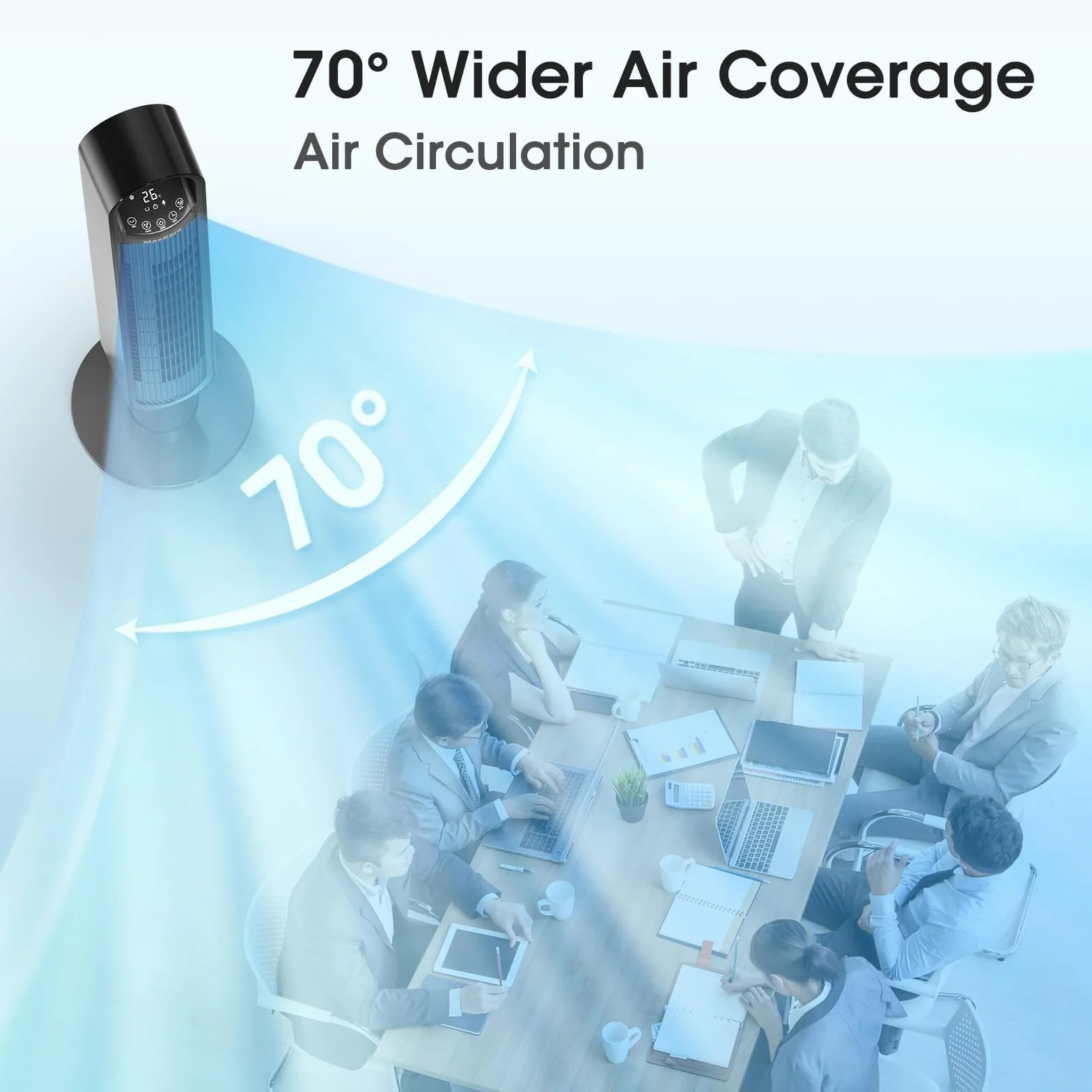 Tower Fan Wentylator wieżowy, 102 cm wysokości 3 tryby 3 prędkości 1-12H timer 70° oscylacyjny wentylator stojący z pilotem zdalnego sterowania do sypialni, czarny