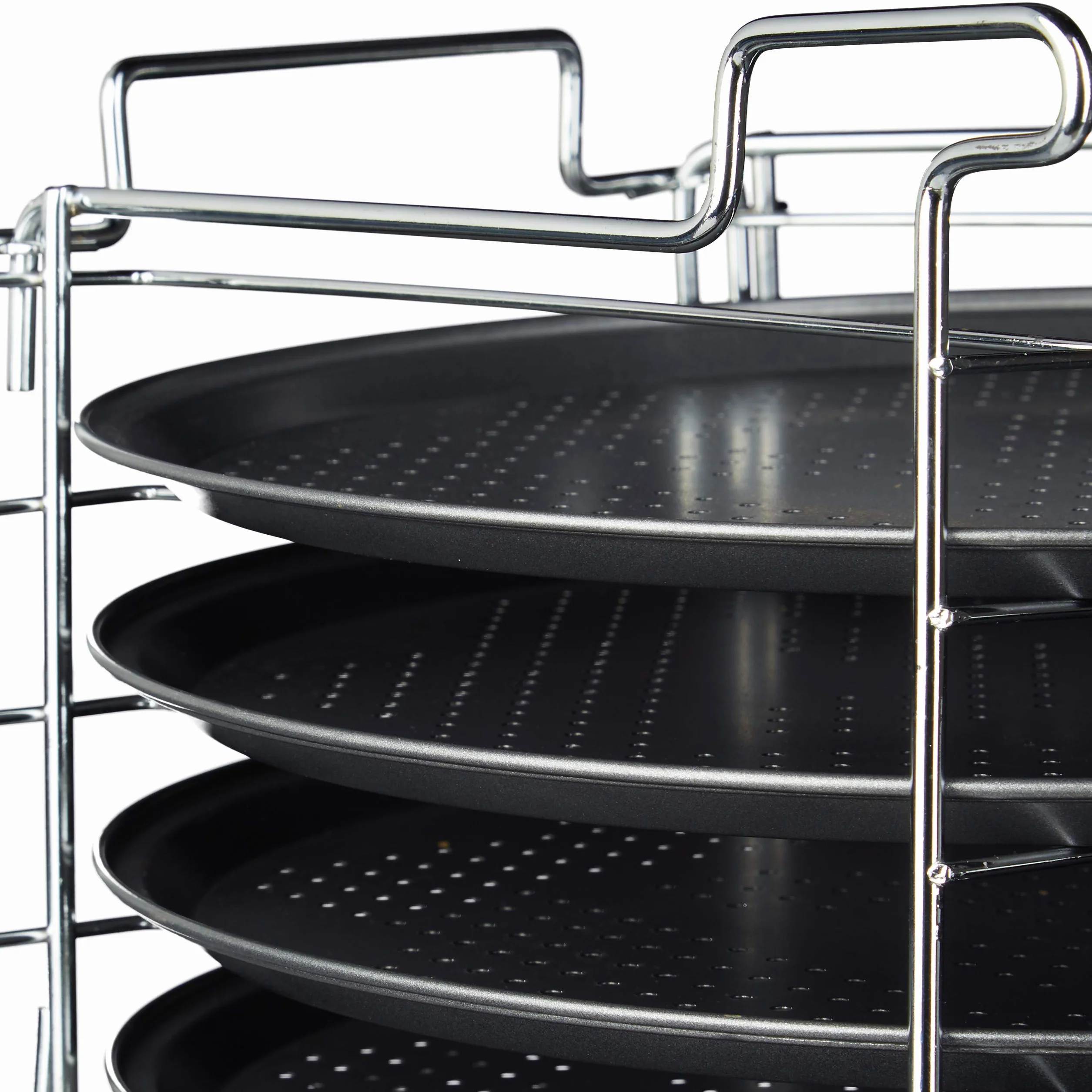 Relaxdays zestaw 4 okrągłych blach do pizzy, powłoka non-stick, forma z żelaza, do piekarnika, 20 x 32 x 32 cm, szary
