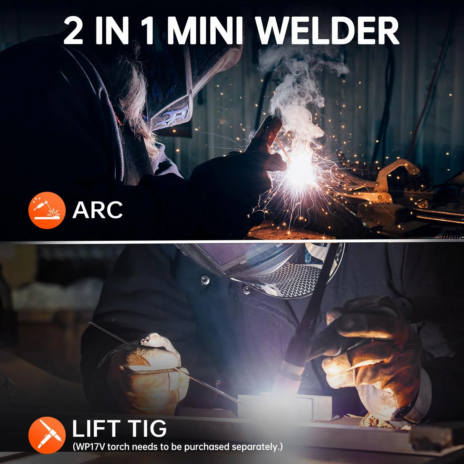 HITBOX Spawarka inwerterowa 2w1 Lift TIG/MMA – IGBT, Hot Start, Arc Force, Anti-Stick, wyświetlacz LED – Mini spawarka do domu i pracy profesjonalnej(ARC200mini3)